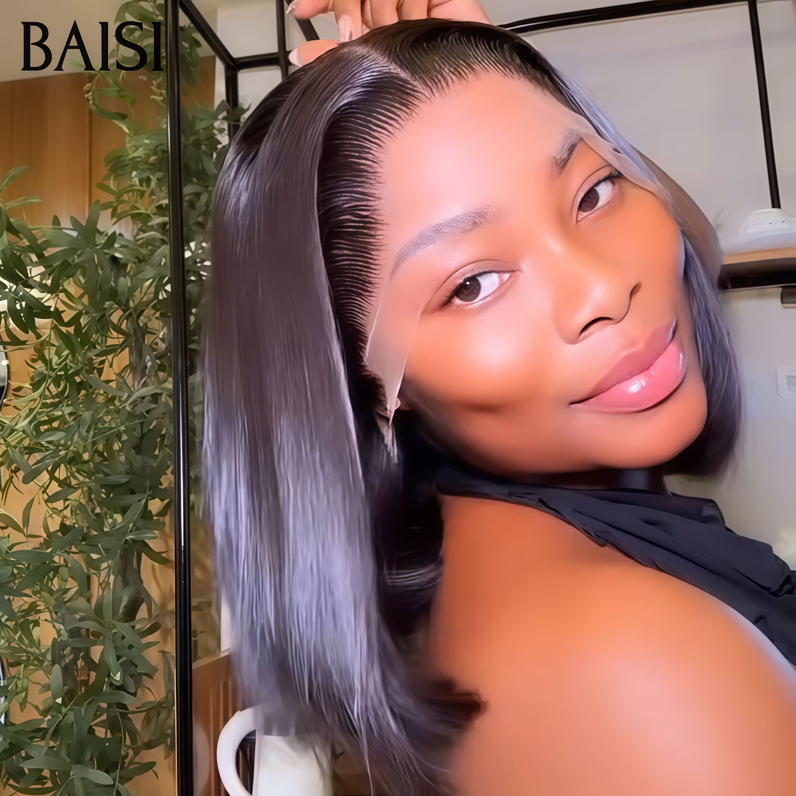 BAISI 1B Color 13X4 Lace Frontal Colored Wigs Smooth 100% Human Hair VIP100