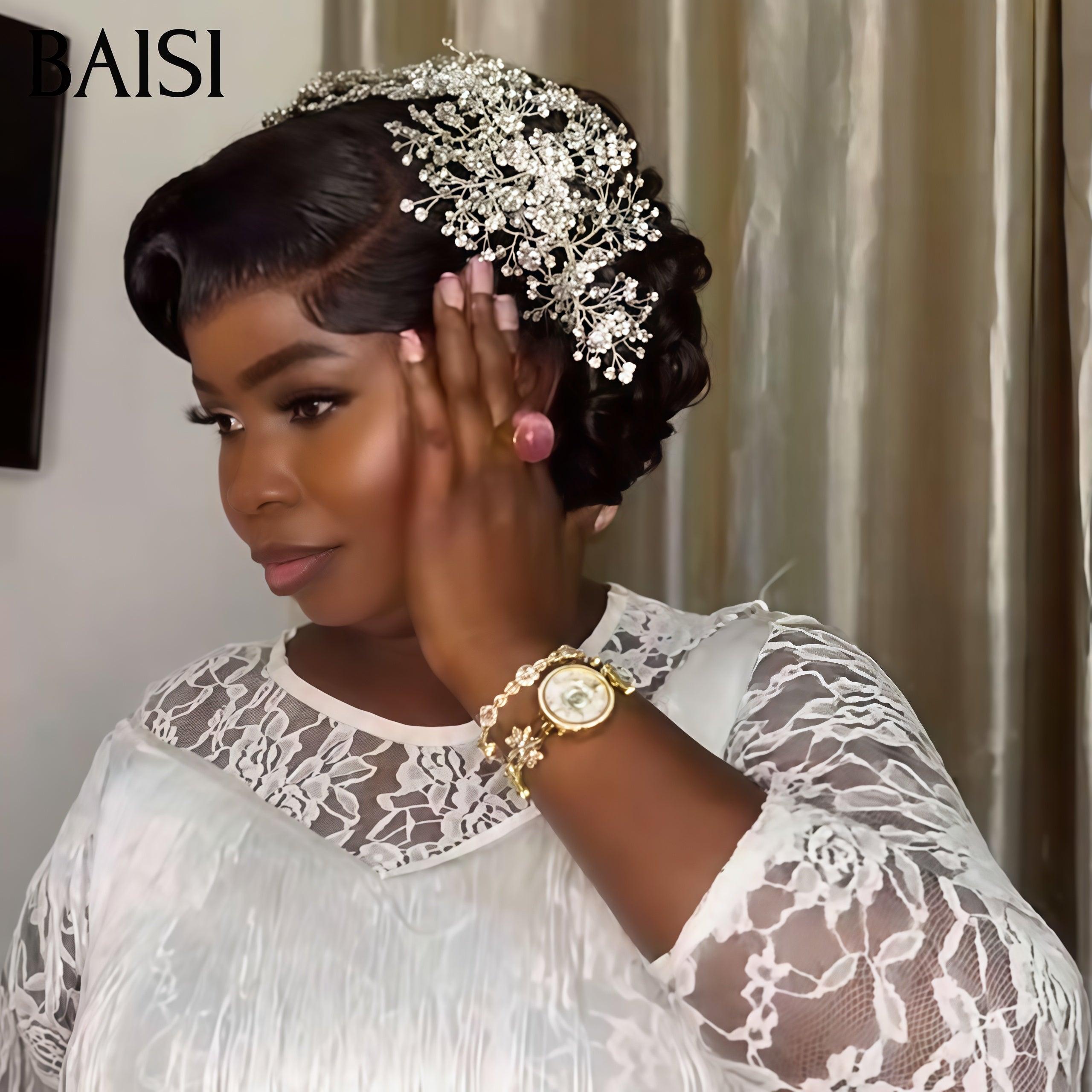 BAISI Coiffure de luxe Jacqueline Perruques Mariage + Accessoires gratuits Prête à porter chignon et personalisation comme sur la vidéo 100% identique avec lace frontale pour mariage ou événement spécial  BS120