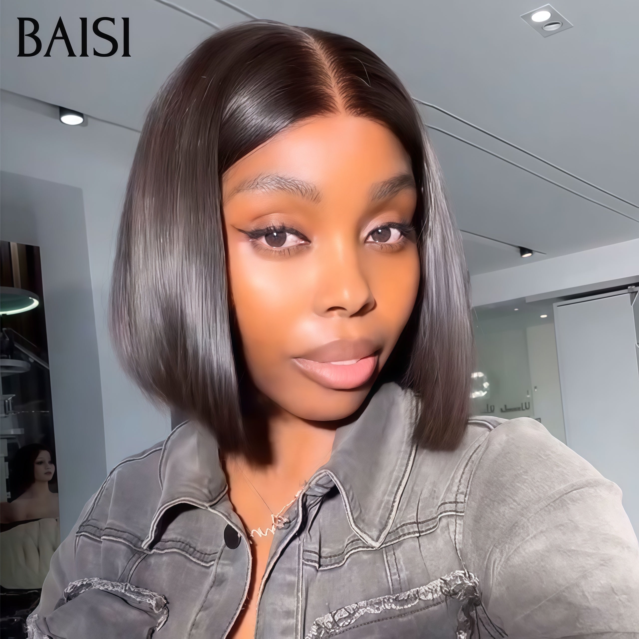 BAISI HAIR FR 4X4 lace closure 8 pouces lisse bob 69€ ou 4 Perruques au Prix D'usine Trop Abordable 200€  Code: FR20