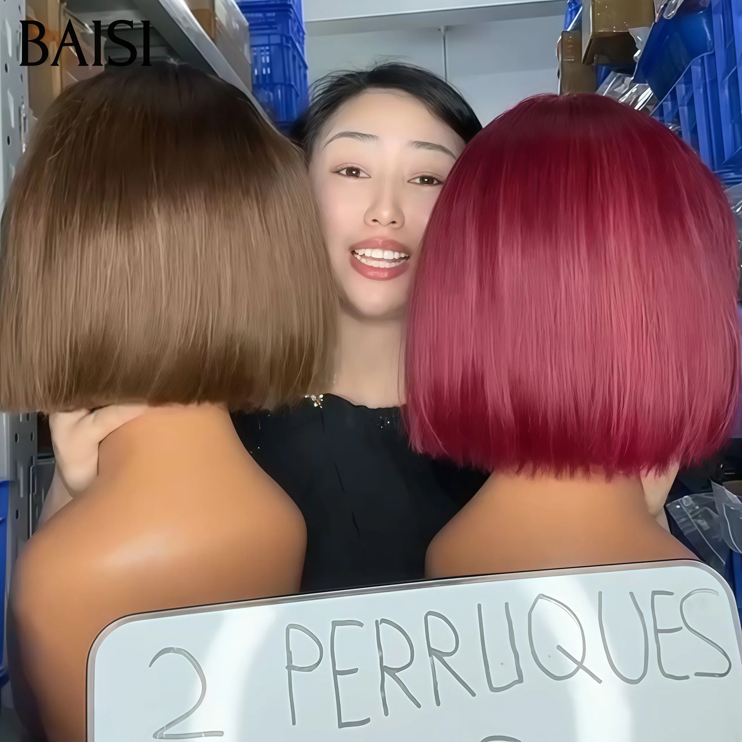 BAISI  2 Perruques pour revendre 120€ 13X4 lace pixie Lisse 6 pouces couleur 99J# et 1BT4# en 100% vrais cheveux humains BS60