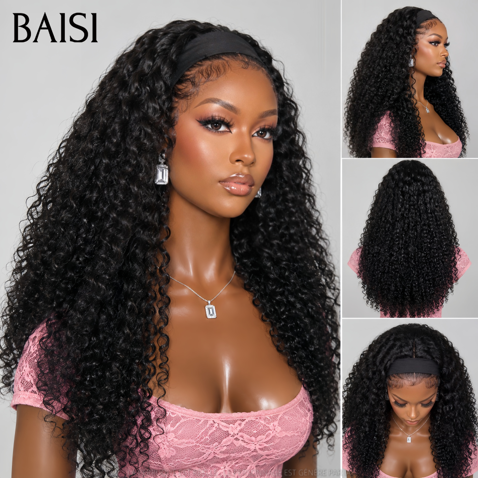 BAISI Achetez 2 perruques minimum au prix d'usine fournisseur Perruque Bandeau Bouclée Deep Wave Fabriquée A La Machine (Pas Besoin de Code)