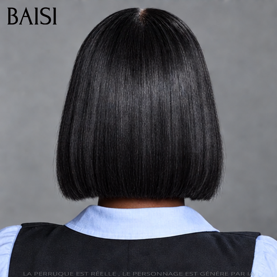 BAISI 2x6 Lace Perruque Bob lisse 100% Vietnam Hair Noir 8 Pouces SDD Bone Straight Lace Transparente ou Lace HD Très Haute Qualité en 100% Cheveux Humains