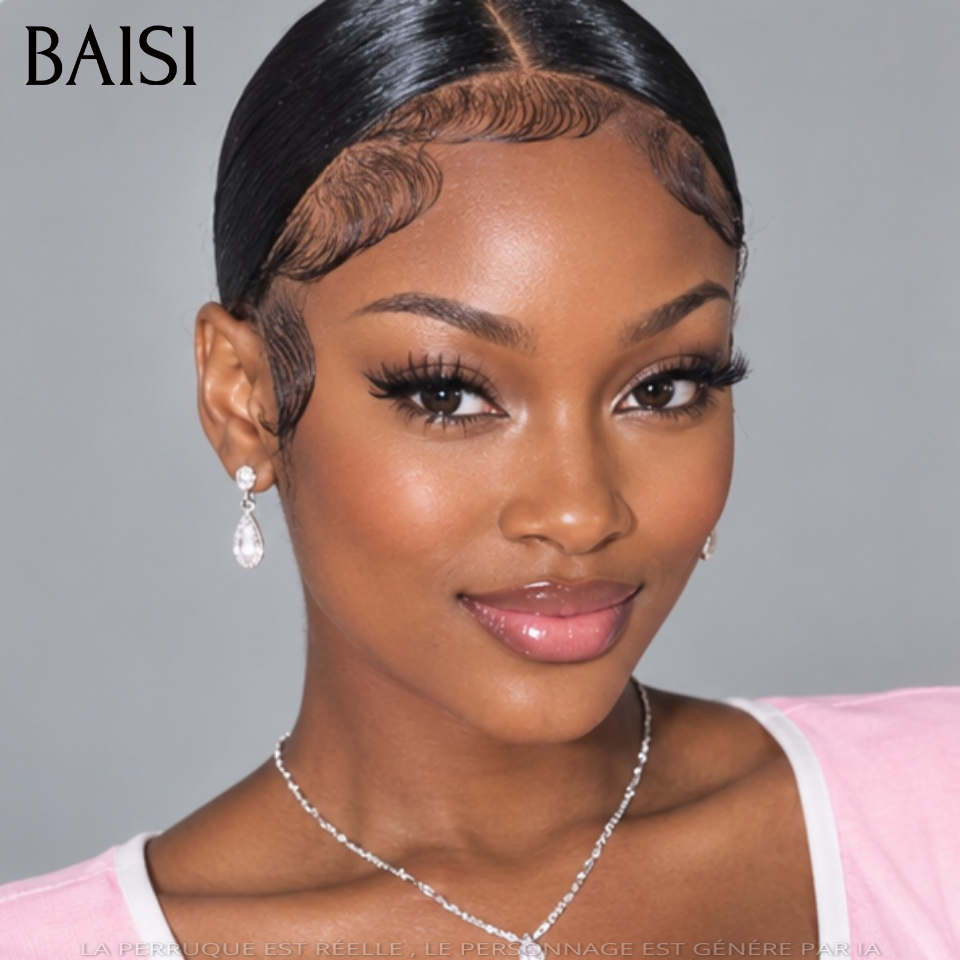 Nouveau produit Déjà Coiffée 13x4 lace frontal Perruque Coiffée Lisse 75€ avec Chignon de nattes en 100% Cheveux Humains