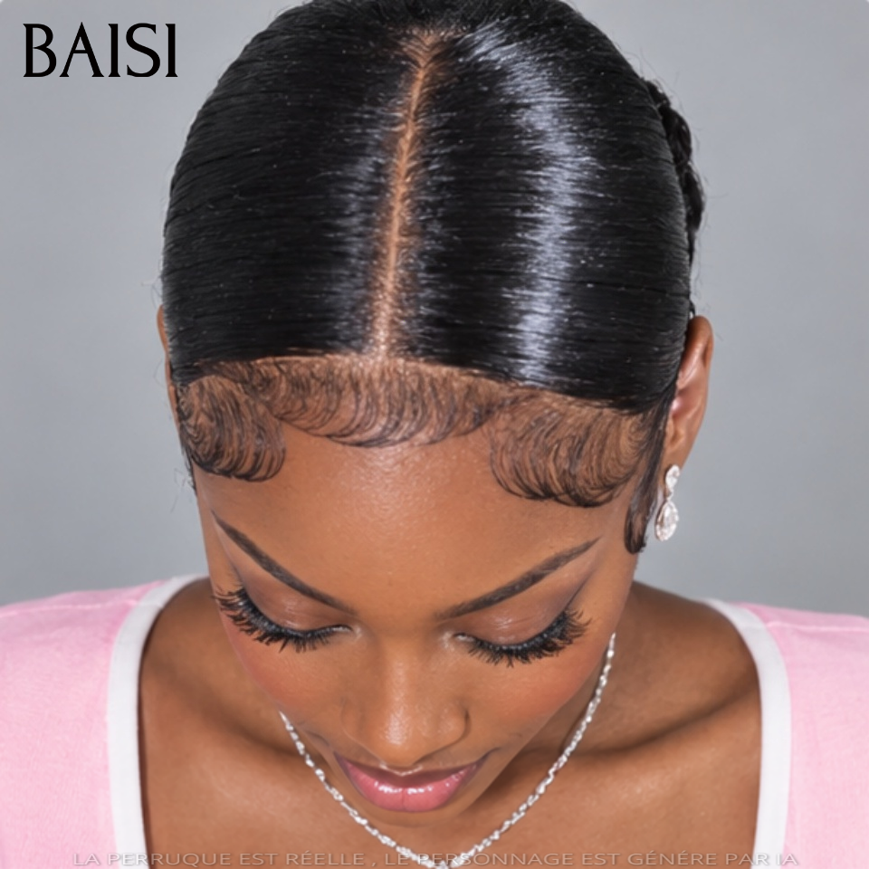 Nouveau produit Déjà Coiffée 13x4 lace frontal Perruque Coiffée Lisse 75€ avec Chignon de nattes en 100% Cheveux Humains