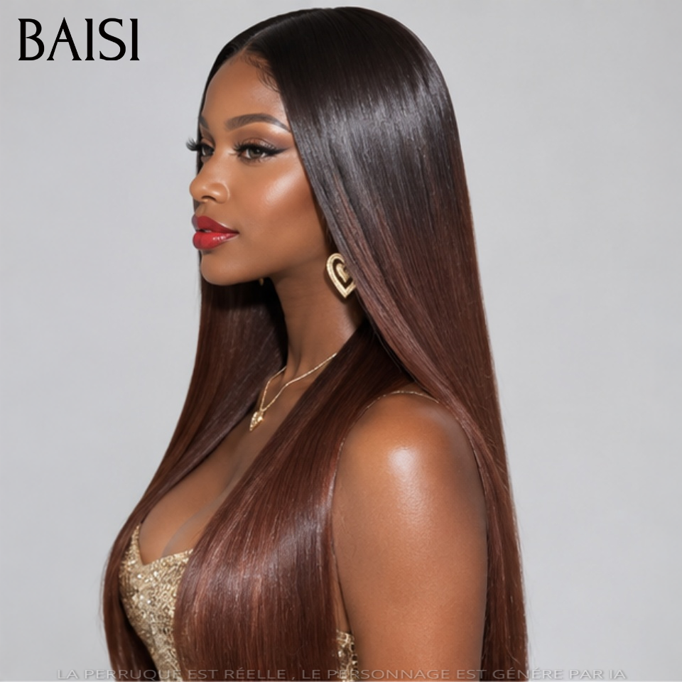 BAISI perruque lisse coupe en dégradé  en couleur Marron 16 pouce 175€ Cheveux 100% vietnamiens