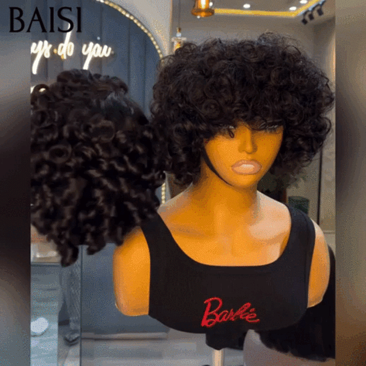 BAISI Offre Flash Perruque Bouclée Egg Wave en Couleur Mixte ou noir en 100% Cheveux Humains