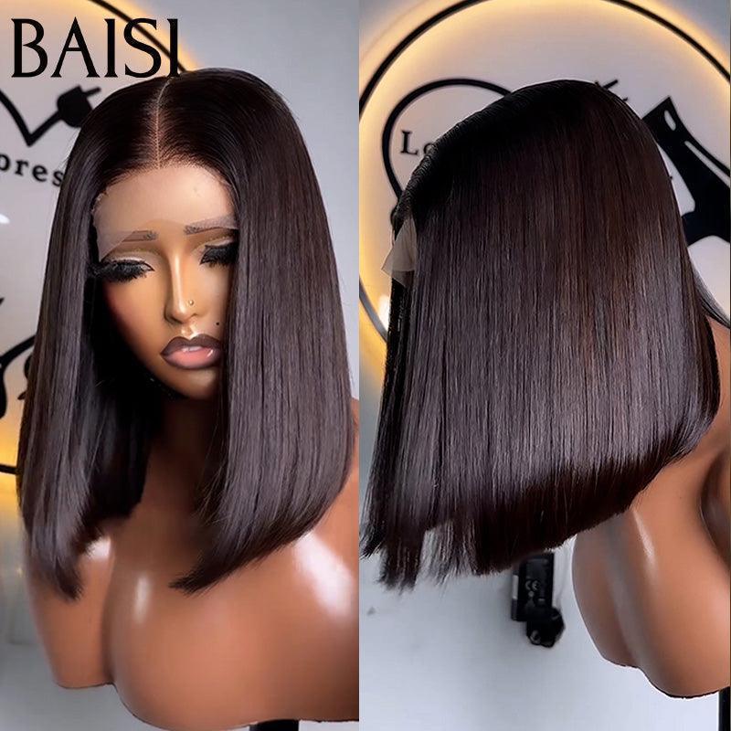BAISI Luxury Wigs Vietnam Hair 2X6 Lace Bob Wig Black Straight 100% Human Hair Vietnam Hair 300% Density FR20