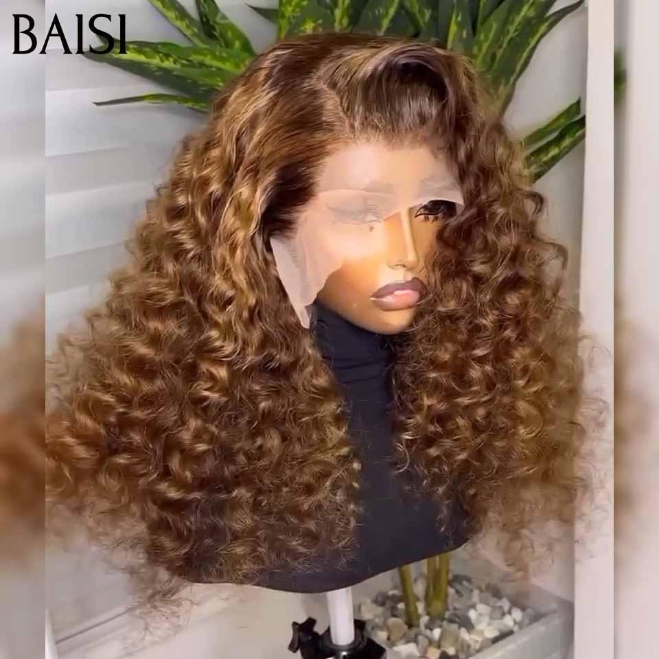BAISI Anta 13x4 Lace Frontal Wig Deep Wave Honey #4MIX#27 in 100% Human Hair