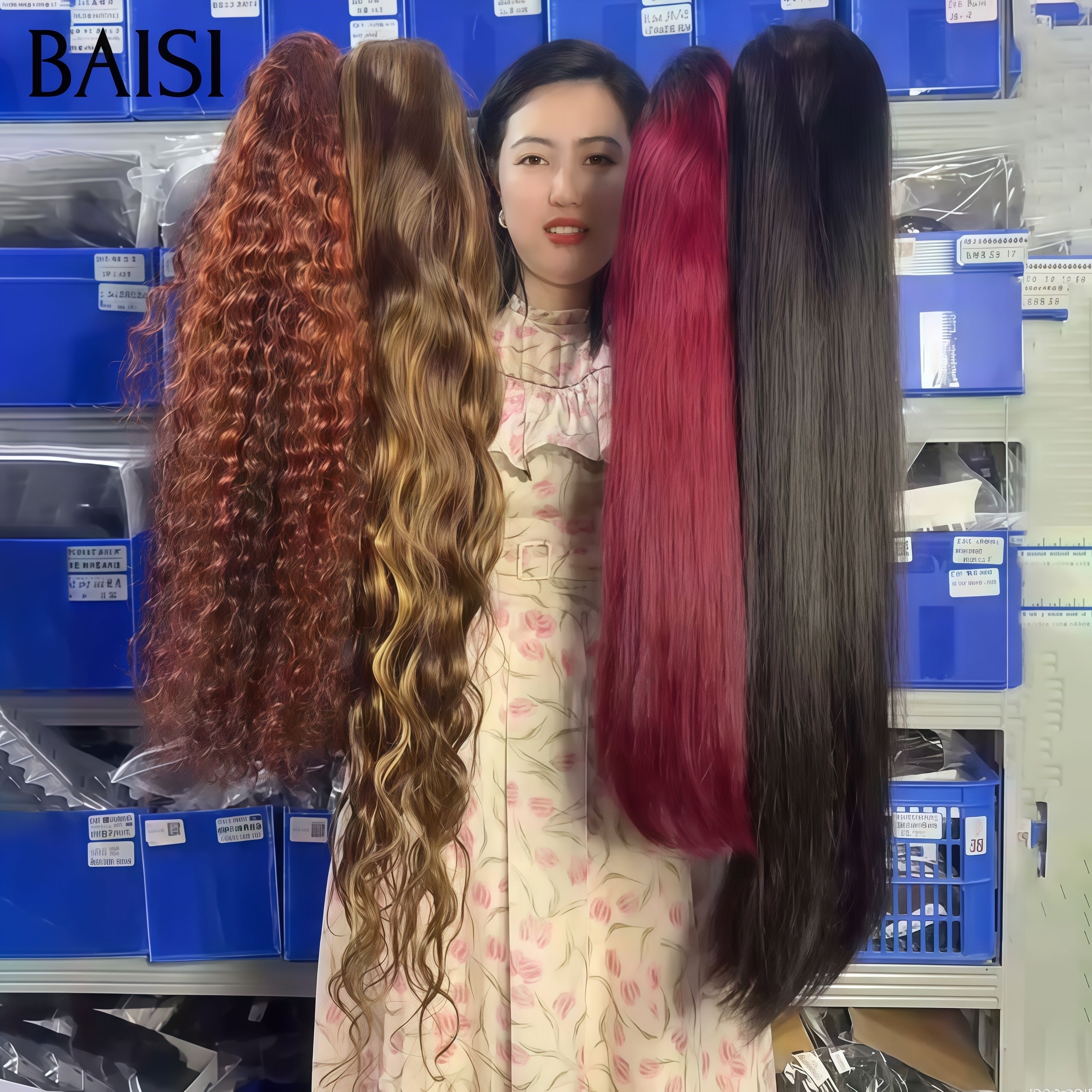 BAISI Offre spéciale 4 perruques 298€ 4 styles de perruques différents et Différentes couleurs en 100% vrais cheveux humains