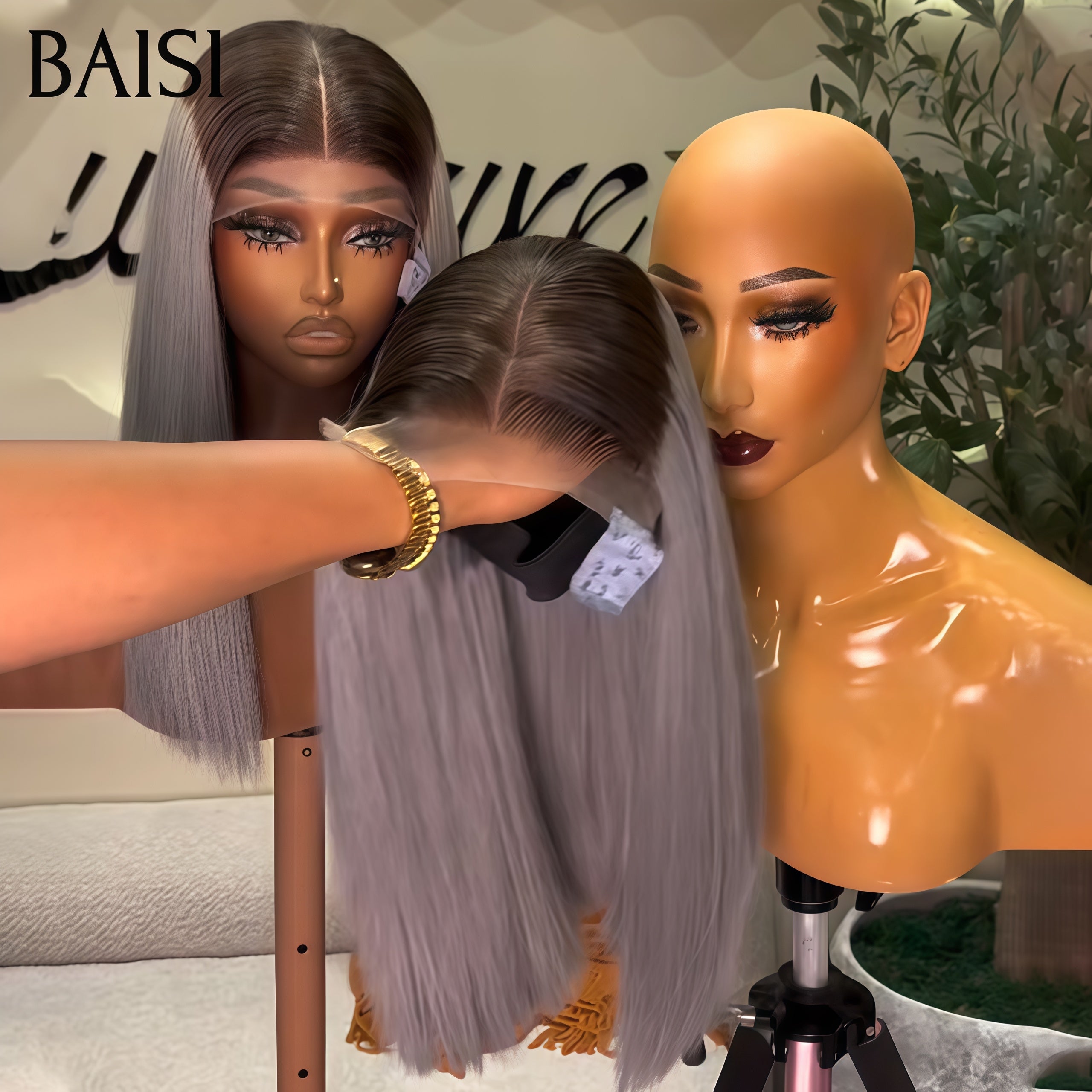 BAISI Perruque Lisse Bob 2x6 Lace Closure Couleurs personnalisées violet clair 100% Vietname Hair SDD bone straight En 100% Vrais Cheveux Humains