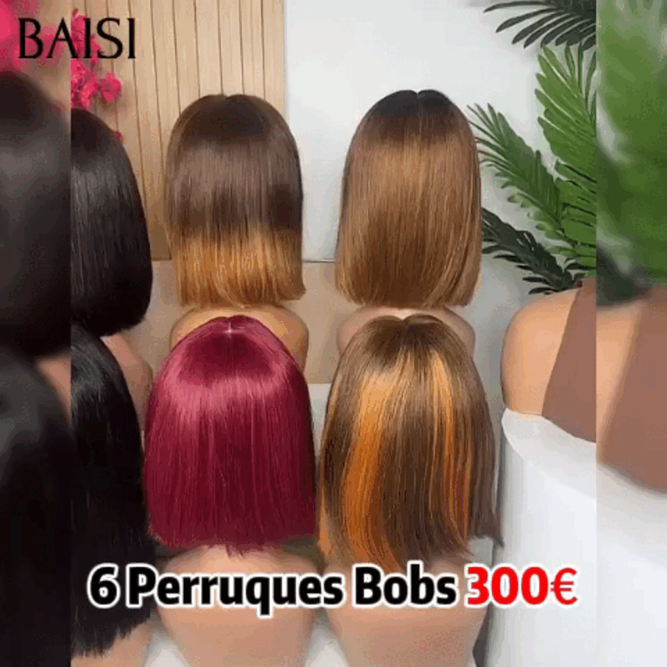 BAISI Offre spéciale 6 perruques 300€ 6 couleurs différentes 8 pouces ou 6 Perruques Longues 300€ Libre de choisir en 100% vrais cheveux humains VIP120