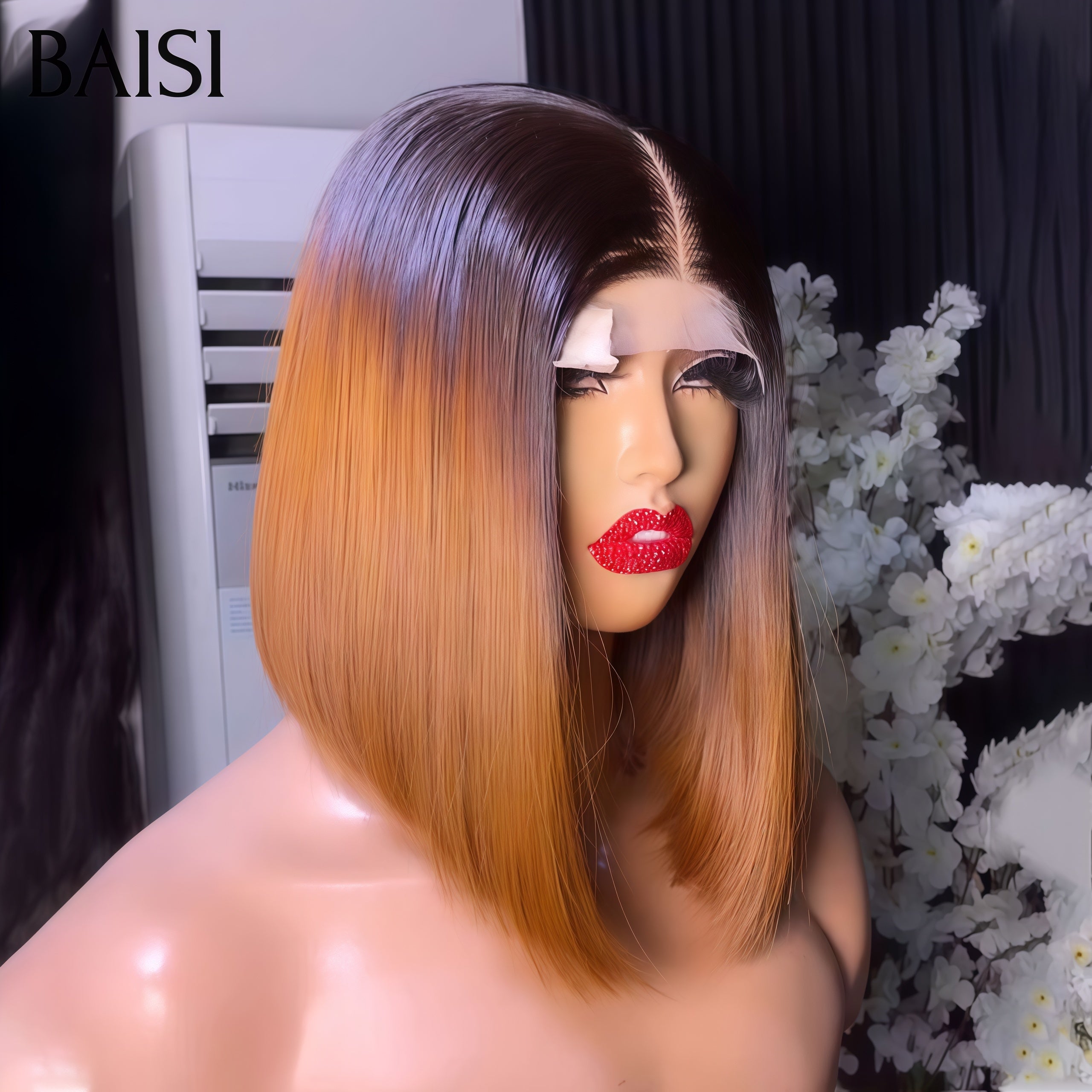 BAISI 2X6 lace closure perruque Lisse Bob 100% Vietnam Hair en couleur Marron 4T27# de luxe SDD BONE Straight Haute Qualité en 100% Cheveux Humains