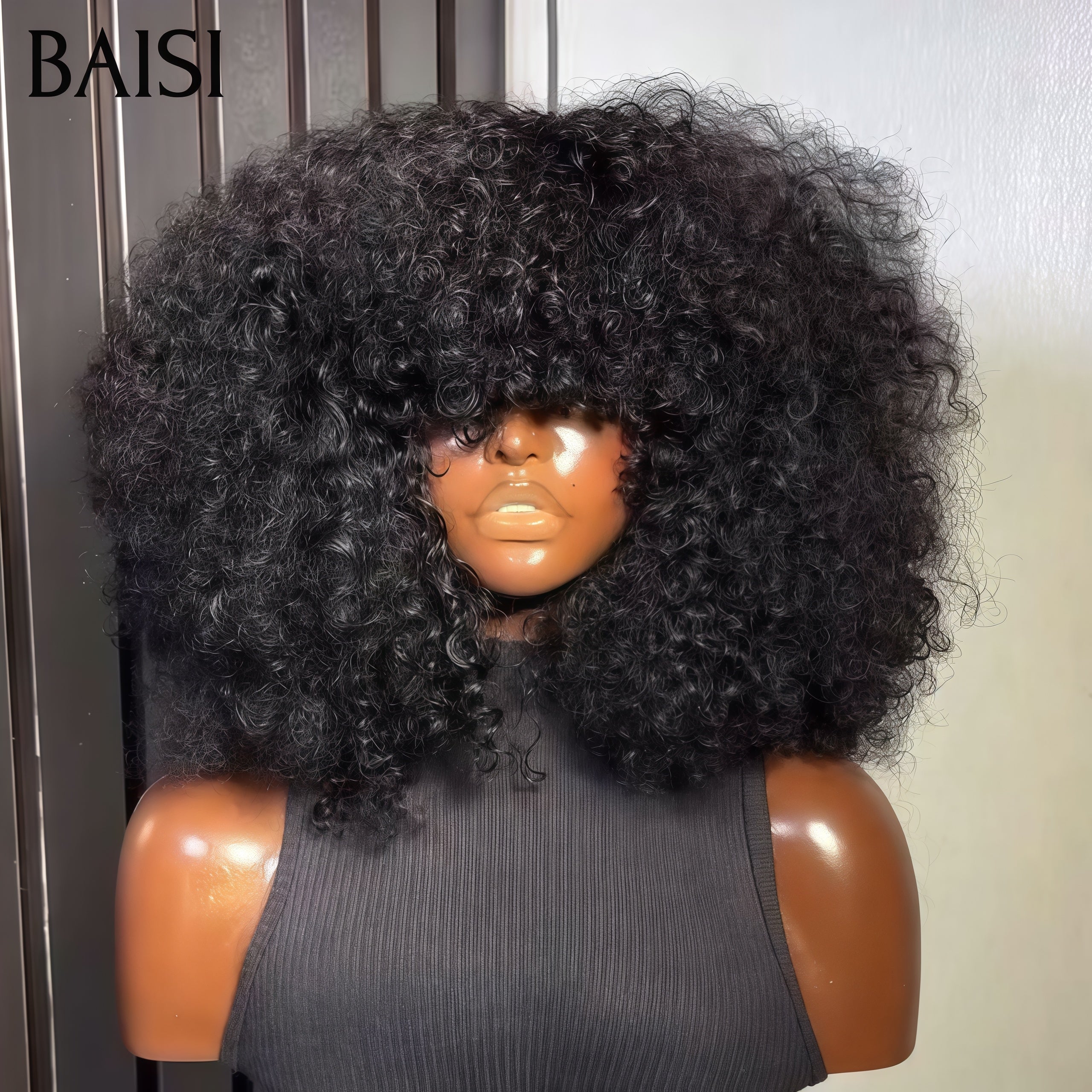 BAISI Achetez 2 perruques minimum au prix d'usine fournisseur en France TVA 0€ 48H arrivé Kadia curly wave avec Frange BOB(Pas Besoins De Code)