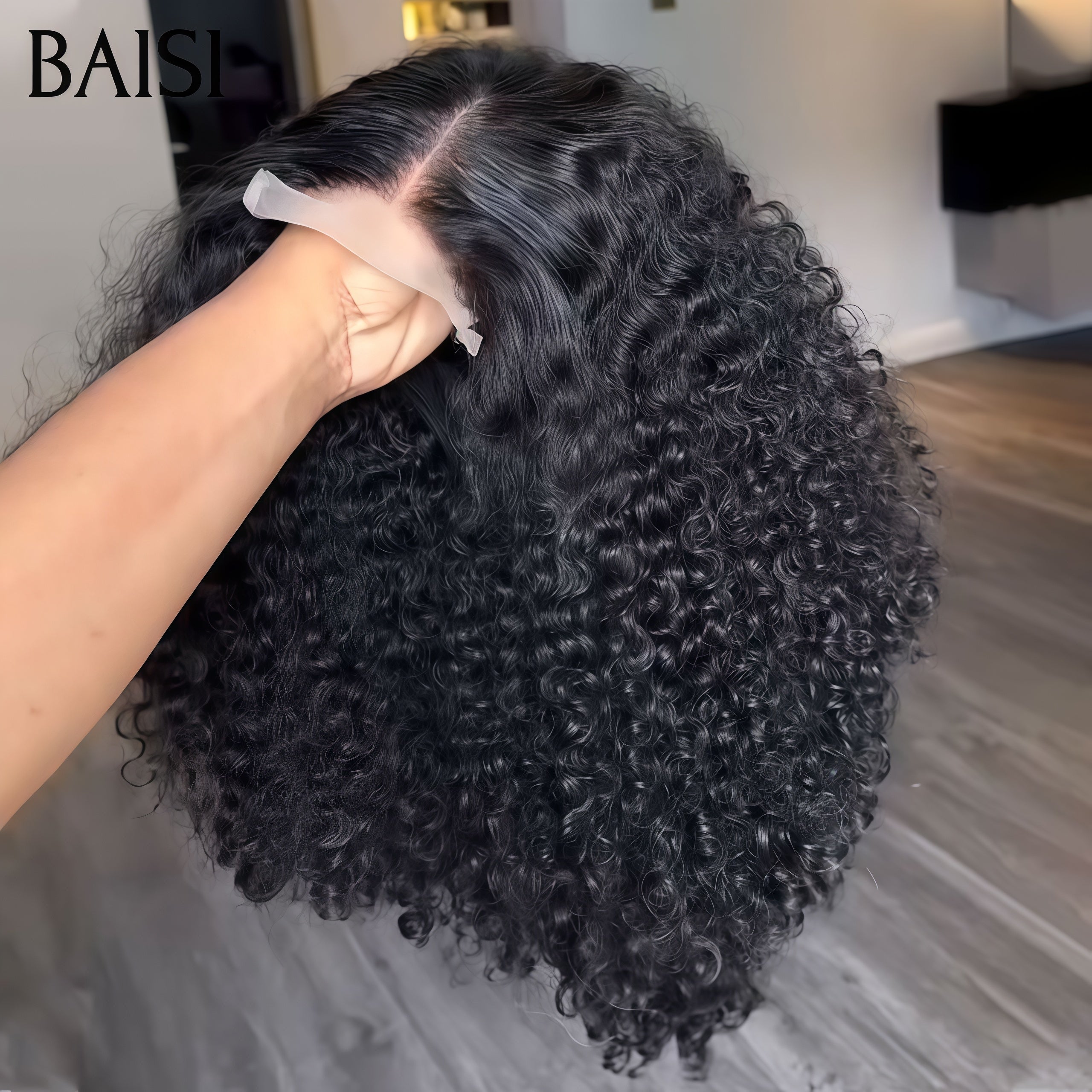 BAISI 4x4 Closure Perruque Curly Bouclée Frisée 12 Pouces 75€ ou Volume de 250% 14 pouces 129€ en 100% Cheveux Humains BS65