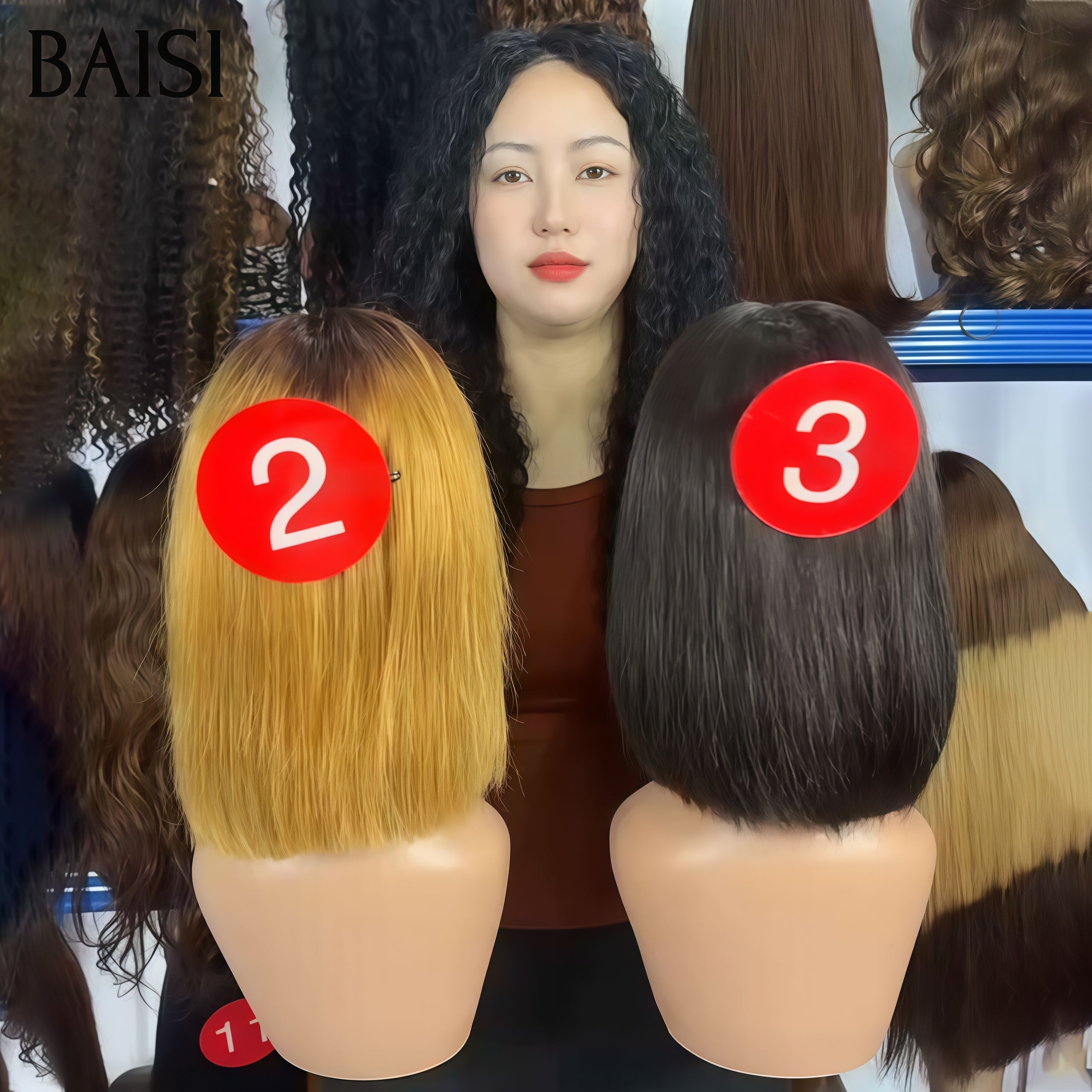 BAISI pour revendre 2 perruques 100€ 4x4 lace closure Lisse BOB 8 pouces NOIR et Miel en 100% vrais cheveux humains