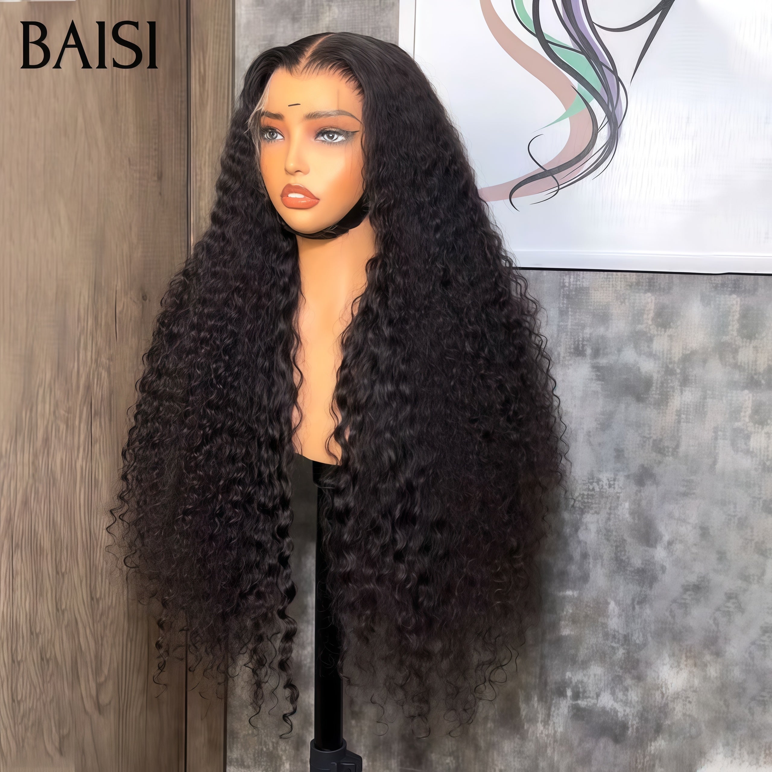 BAISI Achetez 2 perruques minimum au prix d'usine fournisseur 13X4 frontal perruque trop longue curly wave 30 pouce 195€ en 100% cheveux humains