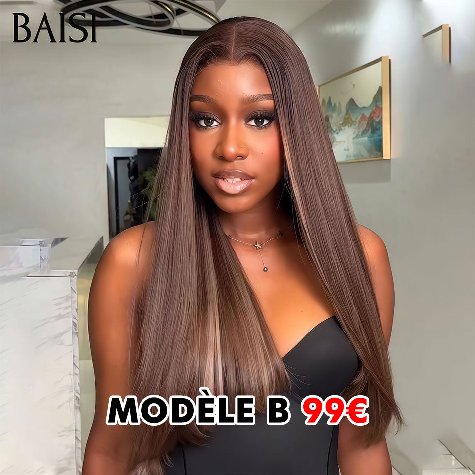 BAISI Perruques Moitié Prix Bob NOIR 10 Pouce et lisse P4-27 et body 1BT27 et curly 99J 18 Pouce 4 styles de perruques différents En 100% cheveux humains