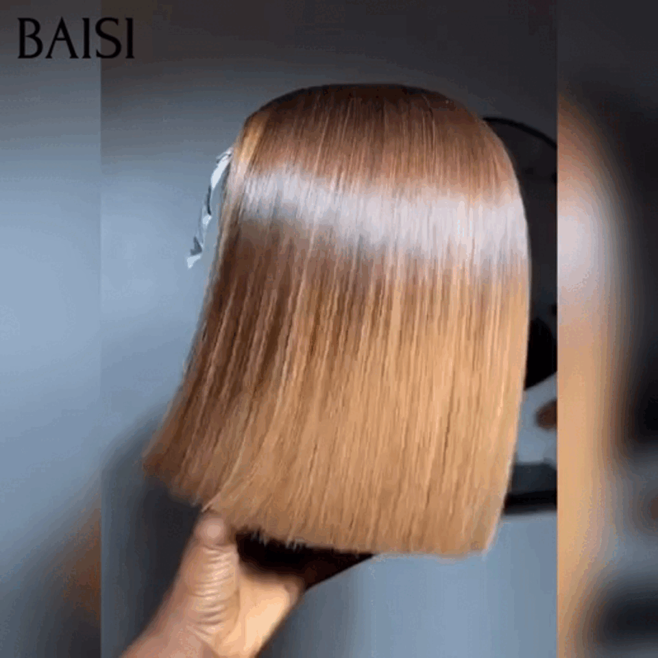 Perruques 13x4 lace frontal Offre spéciale Lisse BOB 10 Pouces Miel 1 Perruque + Lisseur PRO Gratuite  PROMO en 100% vrais cheveux humains