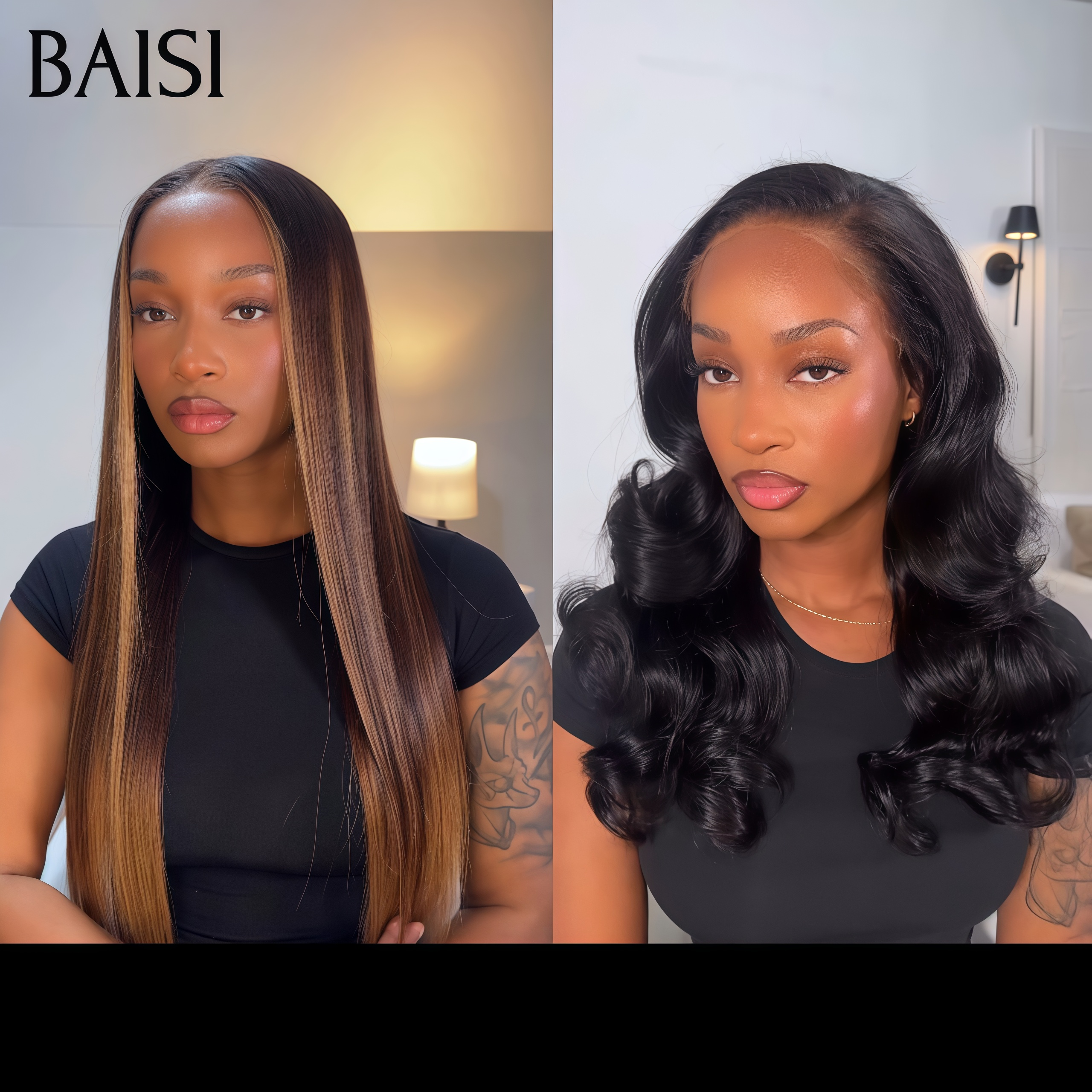 BAISI Vente Flash 1 acheté 1 offert 199€ 13X4 Lisse 4#27#Mixte Miel 20 Pouces et Body wave 20 Pouces en 100% vrais cheveux humains  Code : VIP100