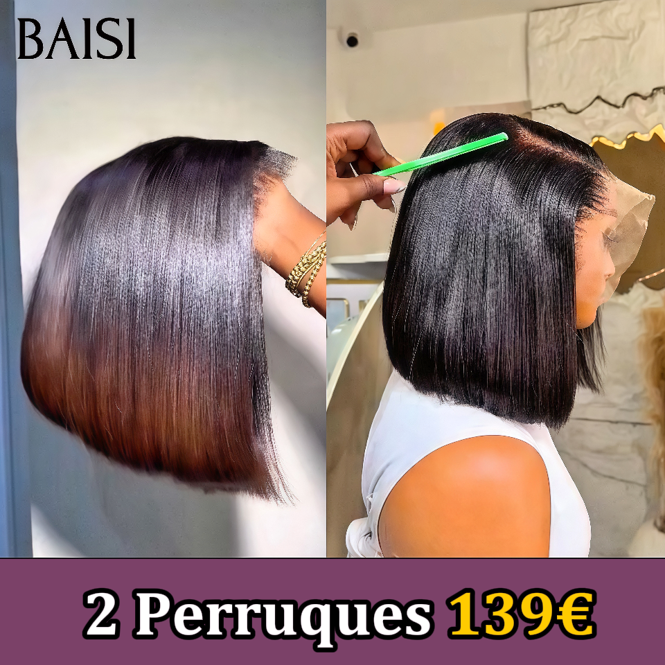 BAISI 2 BOB Perruques 139€ NOIR et Marron en Vraie Cheveux Humains en Mèche indian Brésilens De Bonne Qualité ou T part lace 18 pouces 149 euro afro curly 250% densite FR38