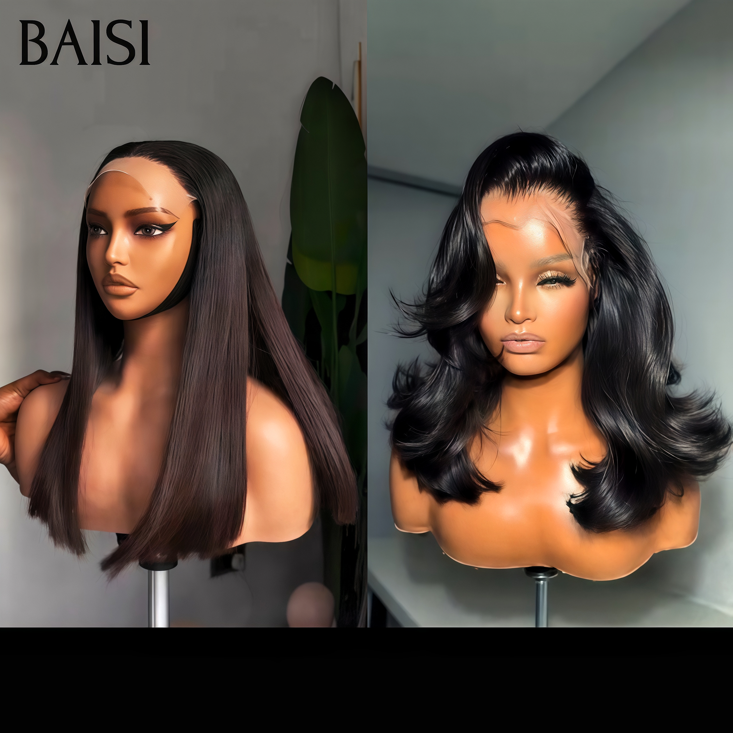 BAISI Achetez 1 + 1 Gratuite 159€ 13x4 lace frontal Lisse et Body wave 16 Pouces en 100% vrais cheveux humains