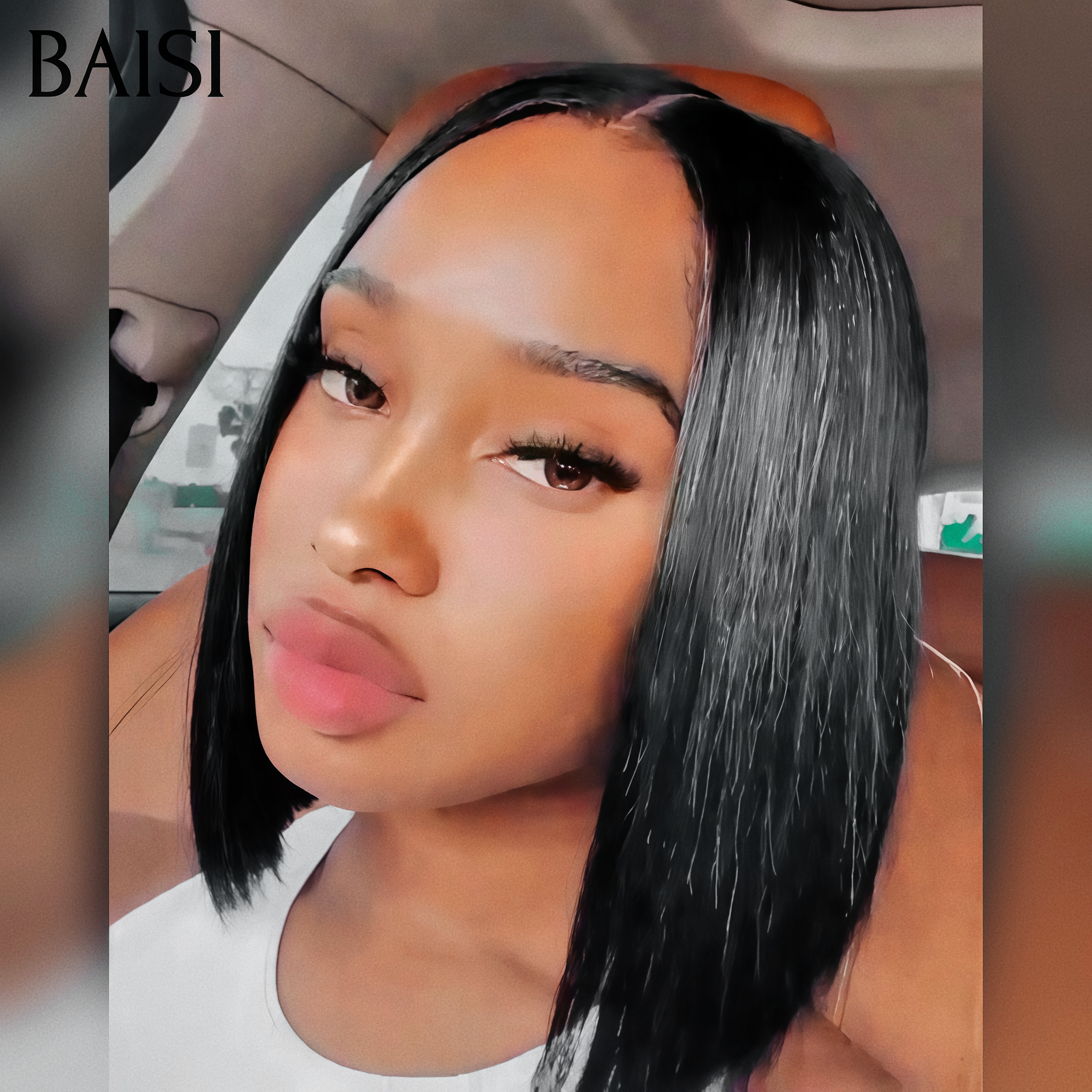 BAISI Achetez 2 perruques minimum au prix d'usine fournisseur 4x4 closure Perruque Bob Lisse En NOIR Coupe Carrée En 100% Vrais Cheveux Humains (Pas Besoin De Code)