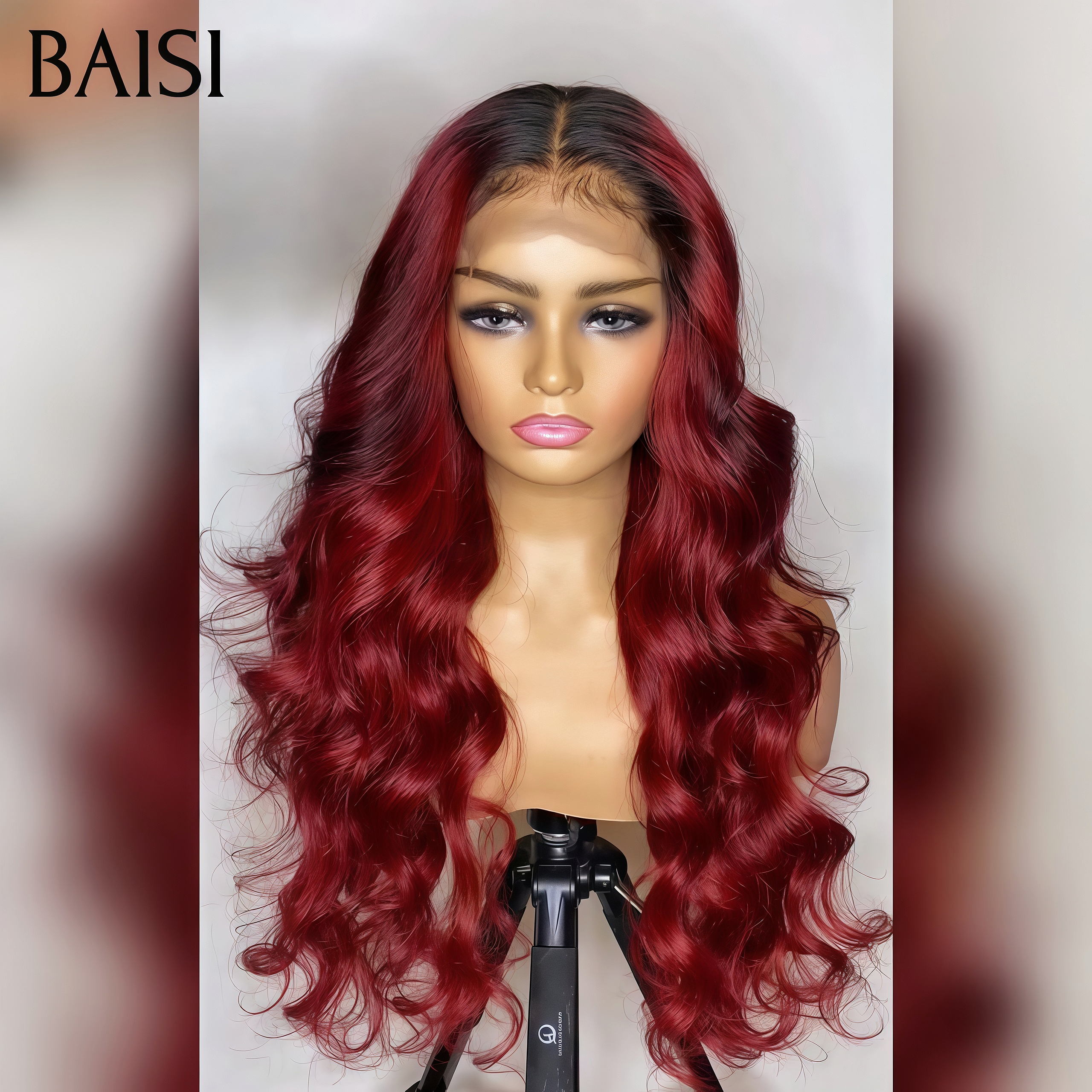 BAISI  13X4 lace Perruque Body wave 30 pouce 229€ En Couleur Bordeaux 1BT99J# 300% Densité en 100% Cheveux Humains MP50
