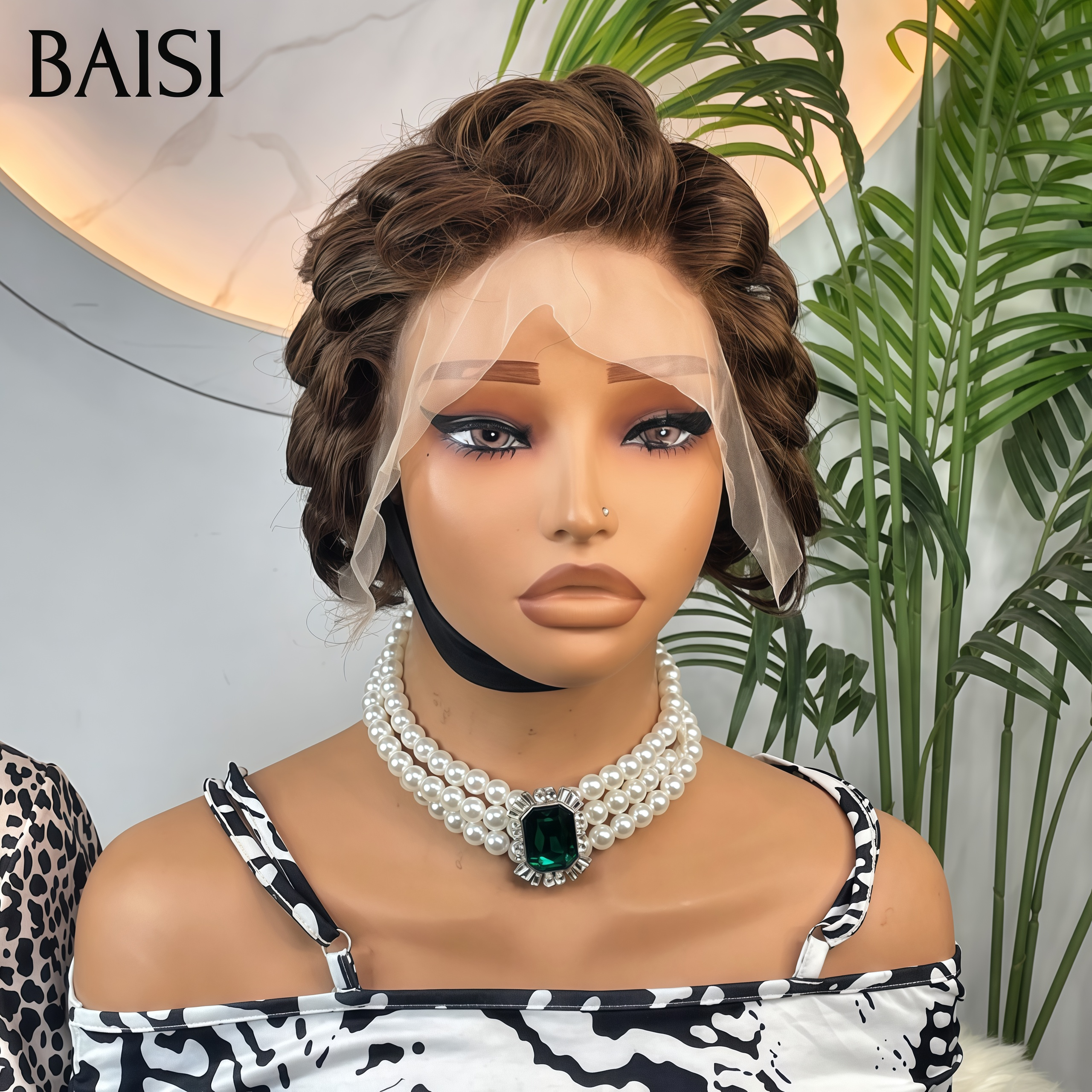 13x4 lace frontal pixie pour revendre 2 perruques 99€ finger wave en 2 couleurs Marron et Bordeaux en 100% vrais cheveux humains