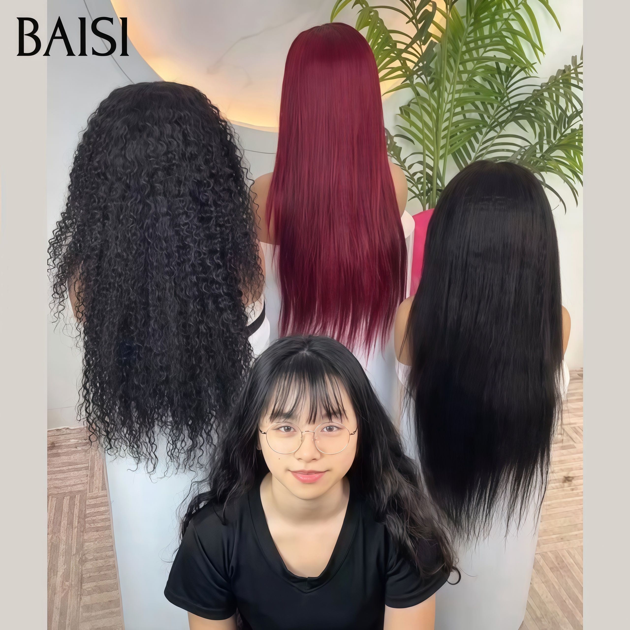 3 perruques 270€ 20 Pouces pour revendre 13x4 lace frontal curly wave et kinky straight NOIR et Lisse Bordeaux en 100% vrais cheveux humains