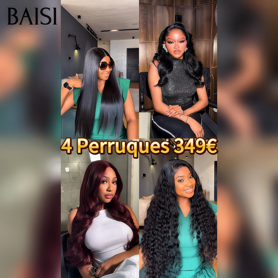 BAISI HAIR FR 4 Perruques 349€ 13X4 lace 20 pouces moitié prix En 100% Cheveux Humains MP50