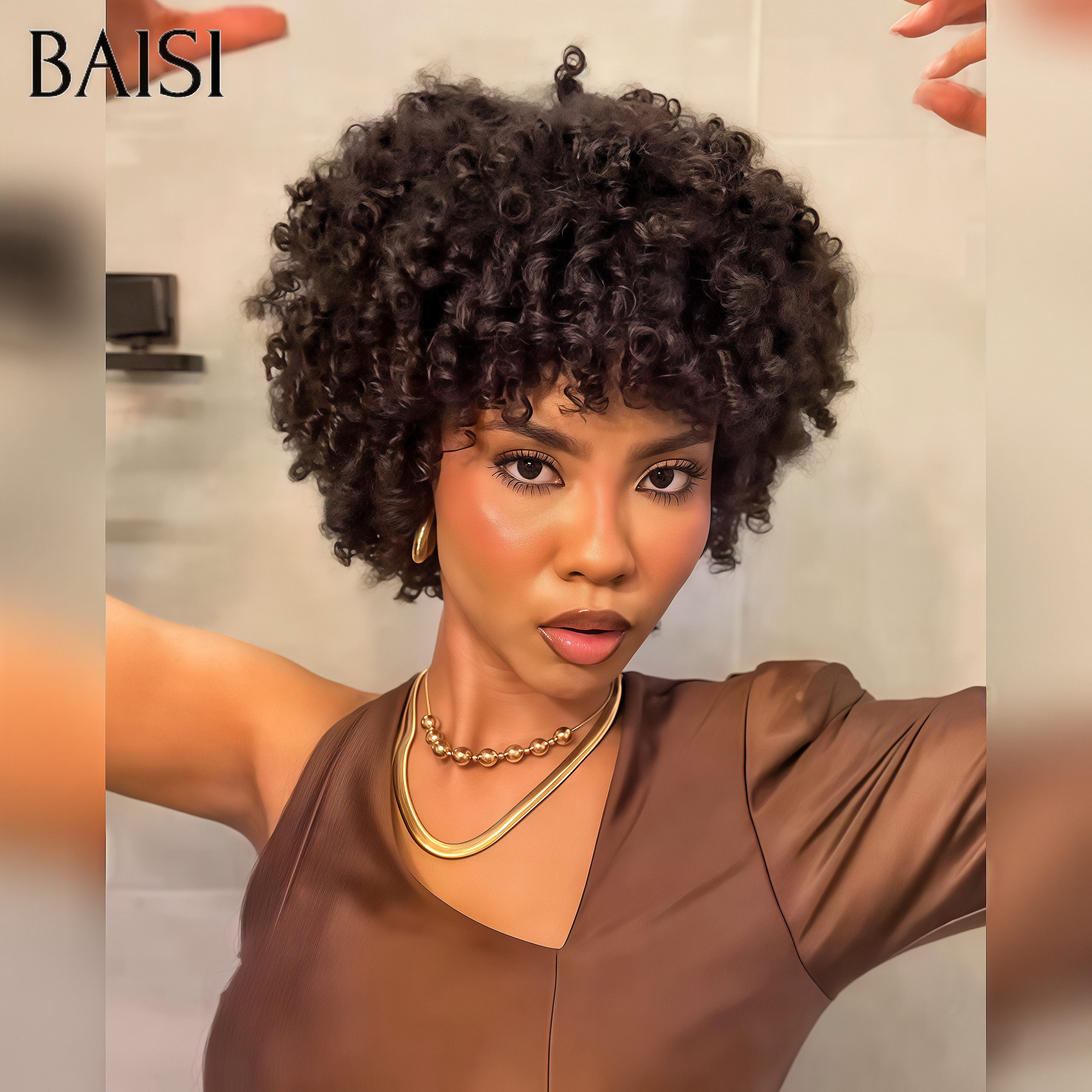 BAISI Top Model Peluca Bob Cut Rubio con malla con división en T 14 pulgadas