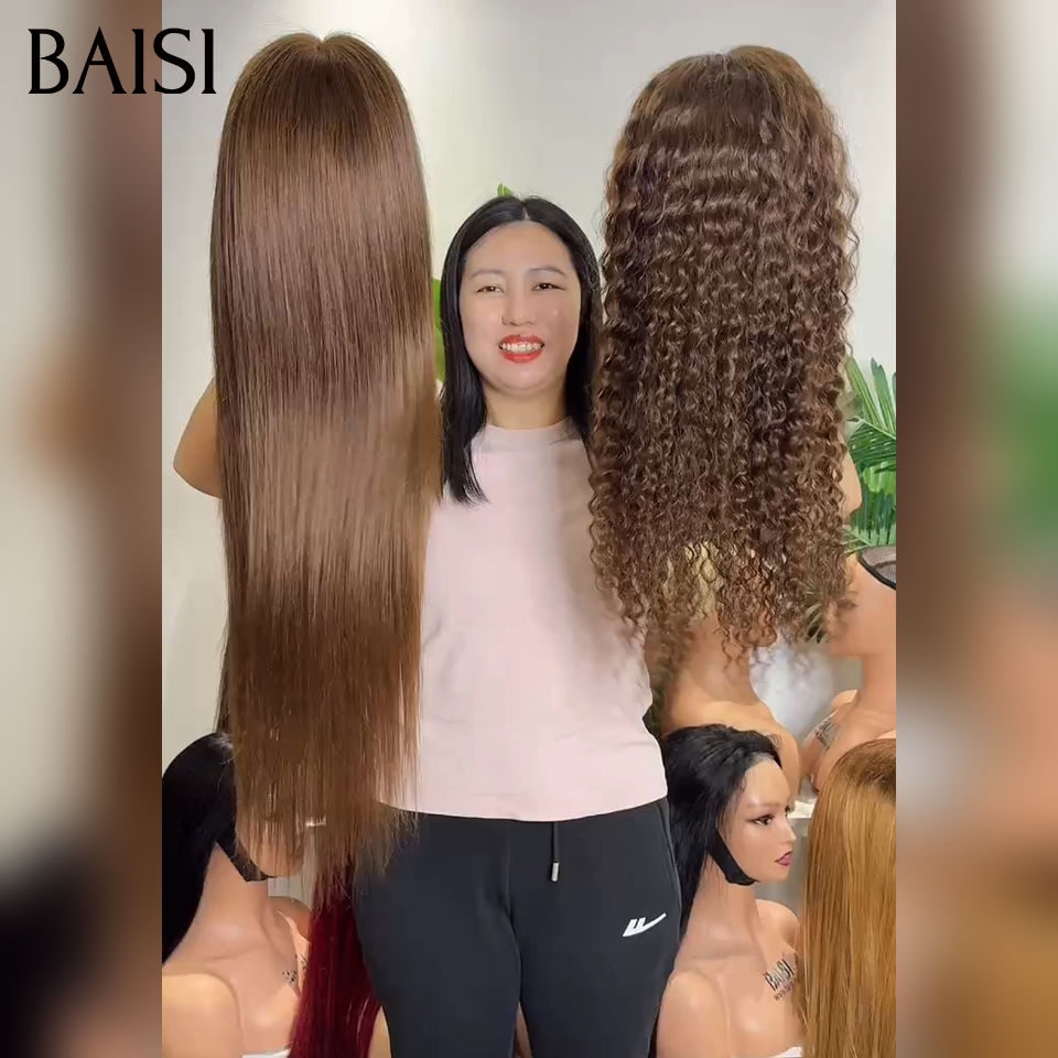 BAISI 2 Perruques 200€ Facile à Revendre 24 Pouces 13x4 lace frontal Lisse et curly wave 4mix27# en 100% Cheveux Humains