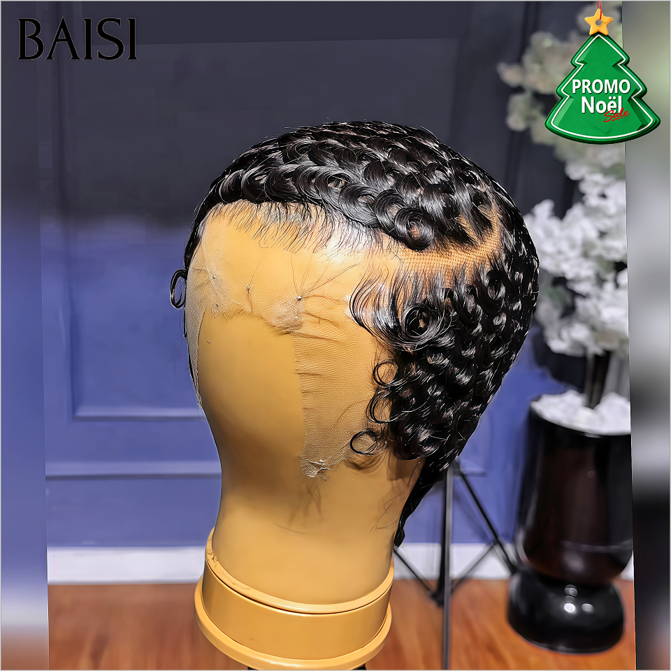 BAISI BAS Prix 49€ Perruque Chioma NOIR avec 13x4 lace frontal en 100% Cheveux Humains