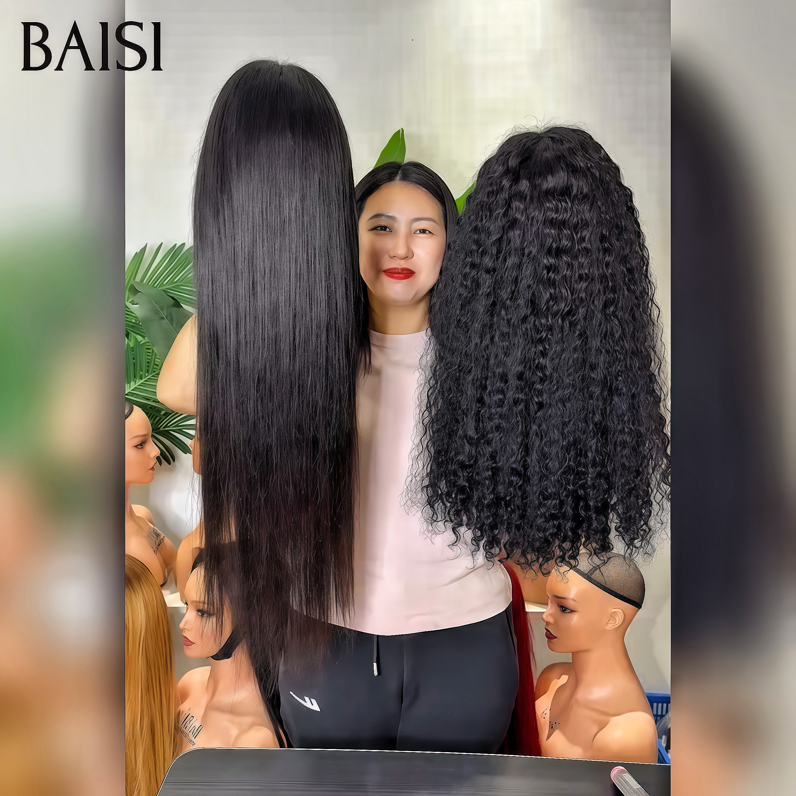BAISI 2 Perruques 260€ Facile à Revendre 13x4 lace frontal Lisse 28 Pouces et curly wave 24 Pouces en 100% Cheveux Humains