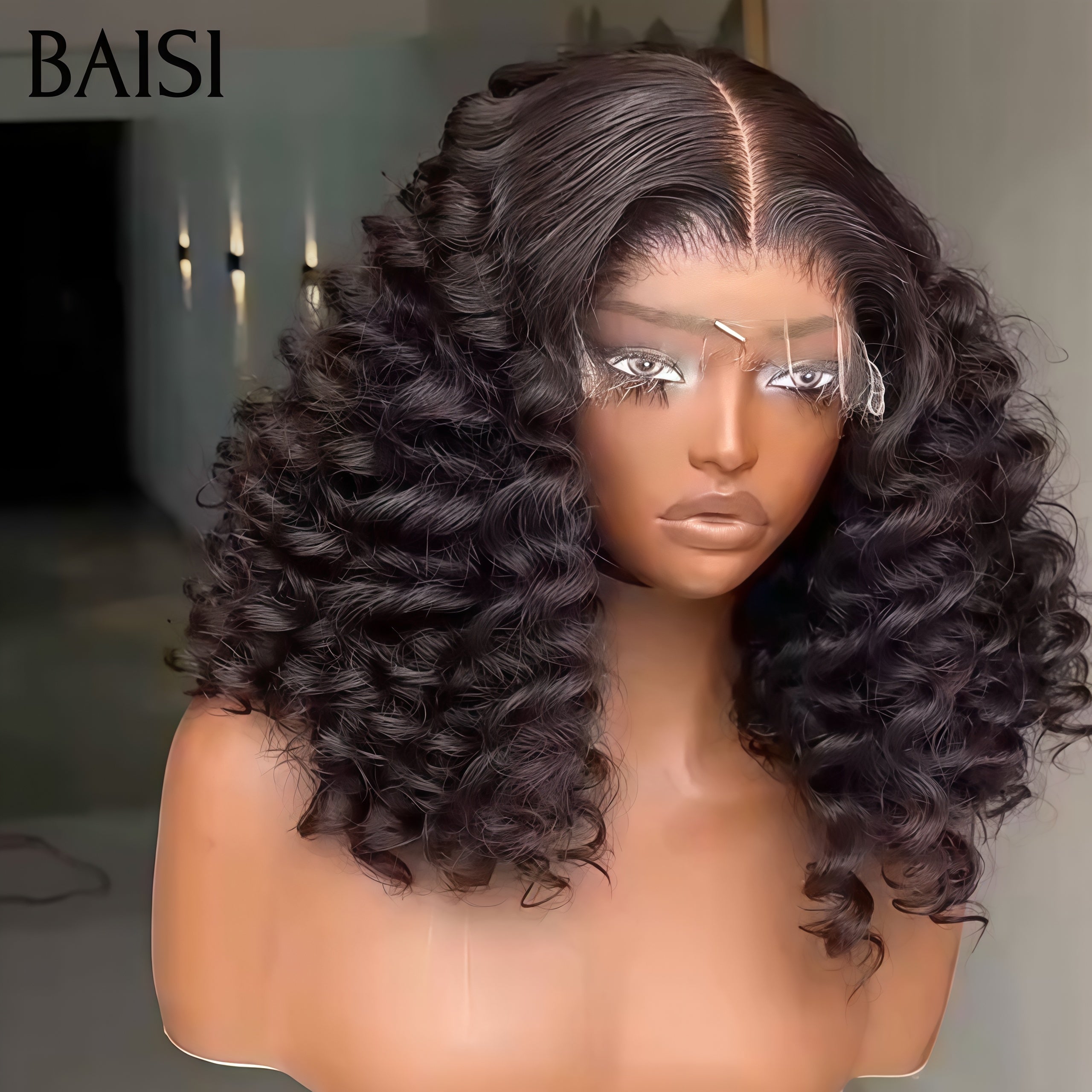 BAISI perruques Deux options 4X4 lace closure deep wave 69€ ou lisse marron 14 pouces BOB 89€ en 100% Cheveux Humains