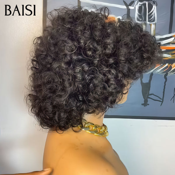BAISI Achetez 2 perruques minimum au prix d'usine fournisseur Perruque Bouclée curly Wave avec Frange en Couleur NOIR ou  Mixte #4T#27 en 100% Cheveux Humains (Pas Besoins De Code)