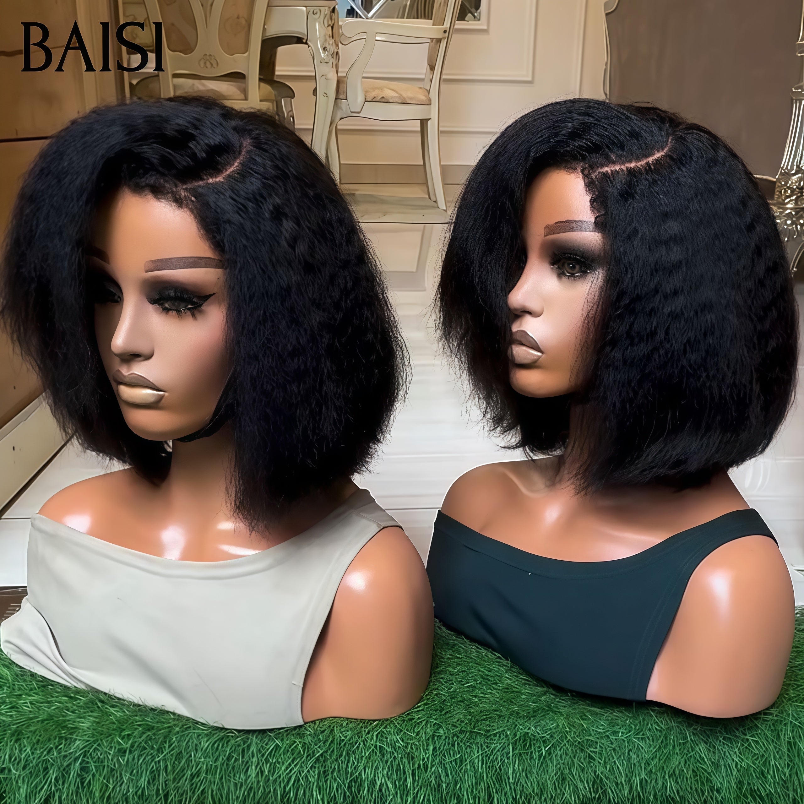 BAISI Achetez 2 perruques minimum au prix d'usine fournisseur 13X4 frontal perruque trop longue Kinky straight en 100% cheveux humains