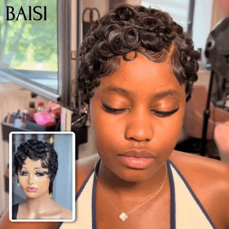 BAISI 13X4 Frontale Perruque chioma Pixie petite coupe 6 pouces 58€ En 100% Cheveux Humains VIP100