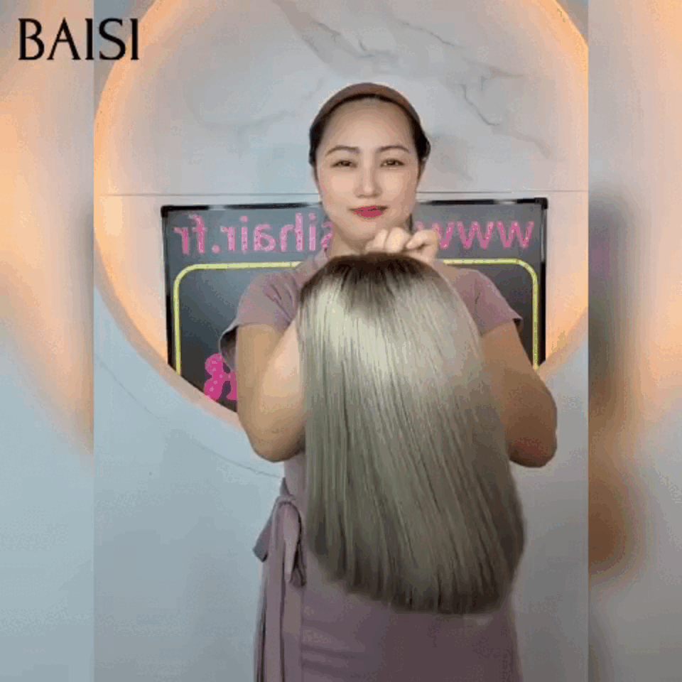 BAISI Collection Poivre et Sel STRAIGHT Perruque Lisse Bob 2x6 Lace Closure 100% Vietname Hair Couleurs personnalisées En 100% Vrais Cheveux Humains