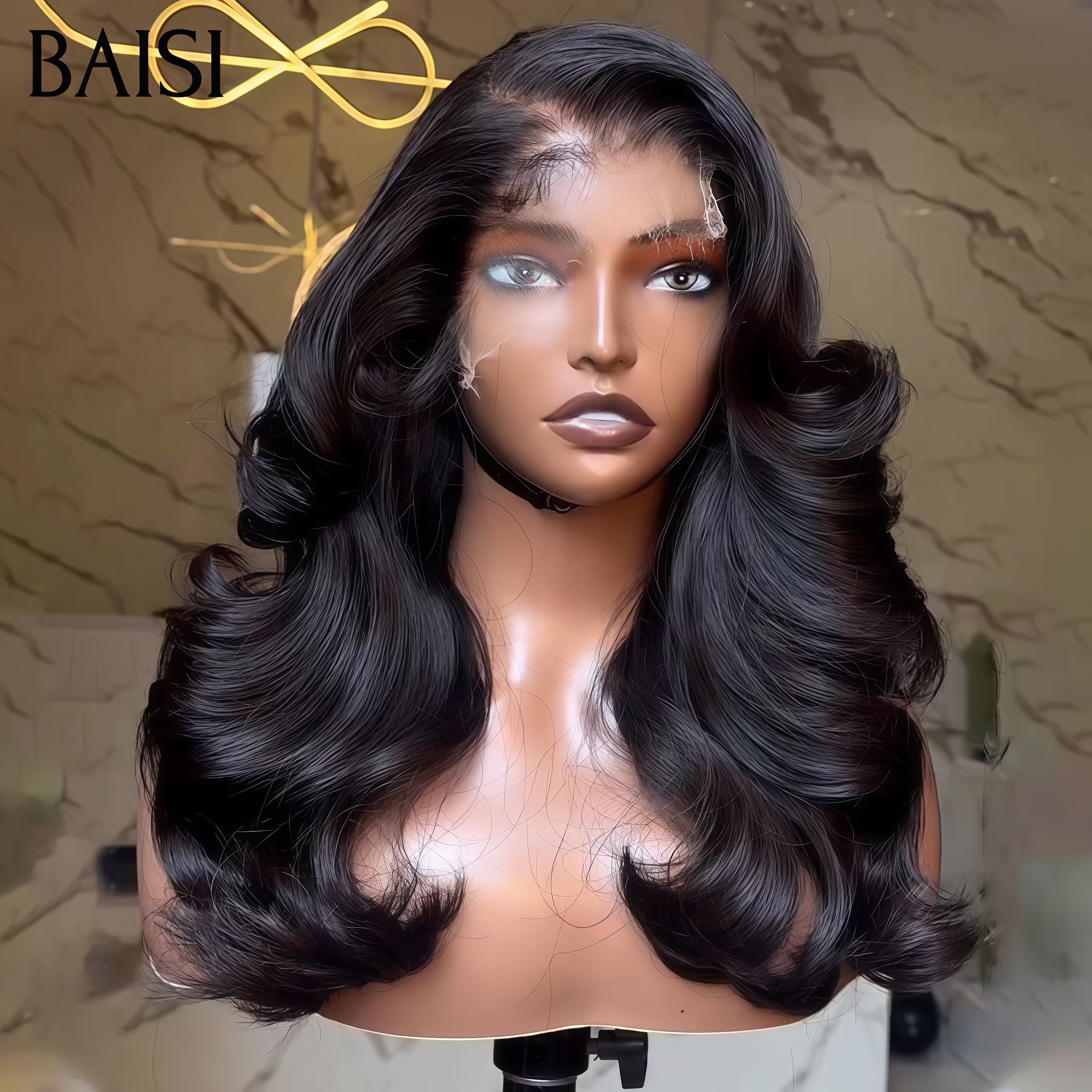 BAISI 4X4 Closure Perruque Naturelle Body Wave 200% Densité 18 pouces 95€ en 100% Cheveux humains