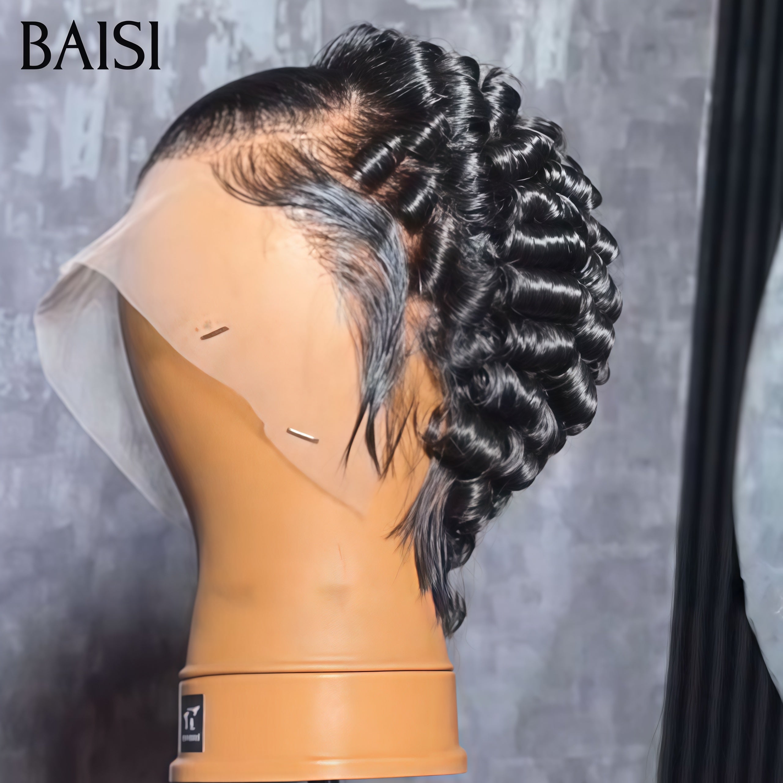 BAISI pixie Perruque Chioma 56€ finger wave avec frontal ou afro 46€ offre flash Marron sans lace sans colle 100% fabriqué à la machine en 100% Cheveux Humains BS65