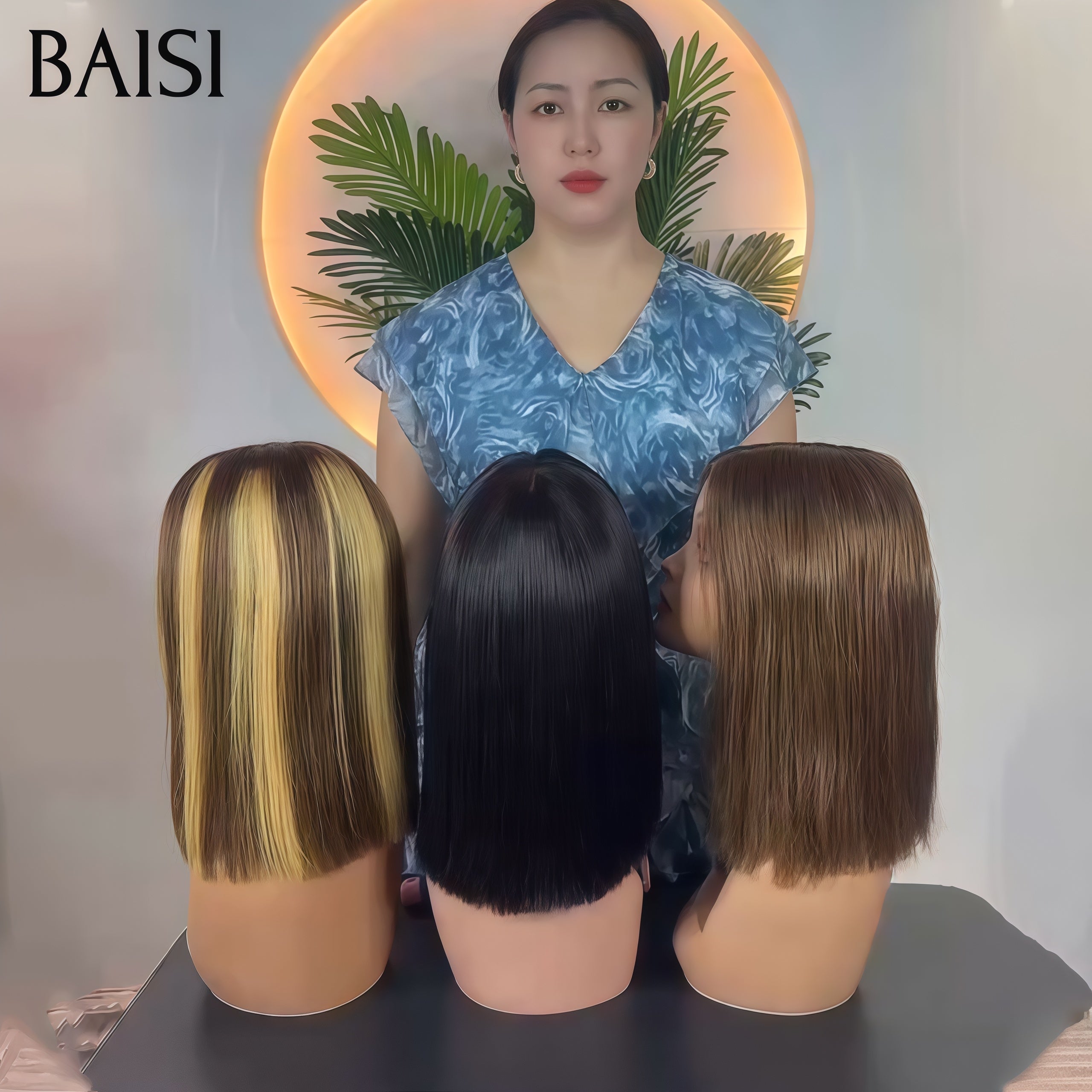 BAISI Offre spéciale 3 perruques 189€ Lisse Bob de luxe 2x6 lace 10 Pouces en couleur Marron et Miel et 4X4 lace 10 Pouces NOIR en 100% vrais cheveux humains BS120