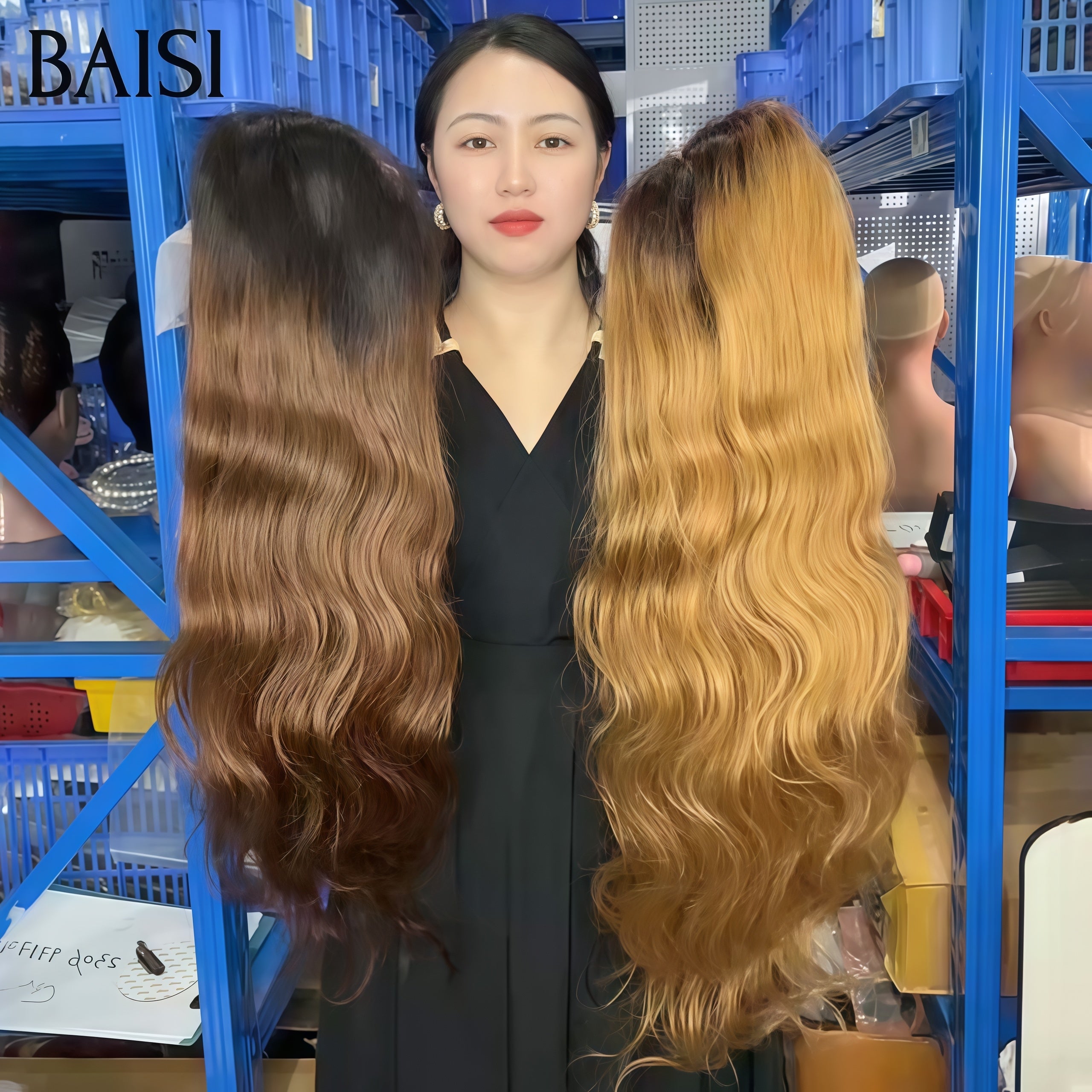 BAISI Promotion 2 perruques 150€ 13X4 lace frontal 12 Pouces en couleur Marron et Miel 100% vrais cheveux humains