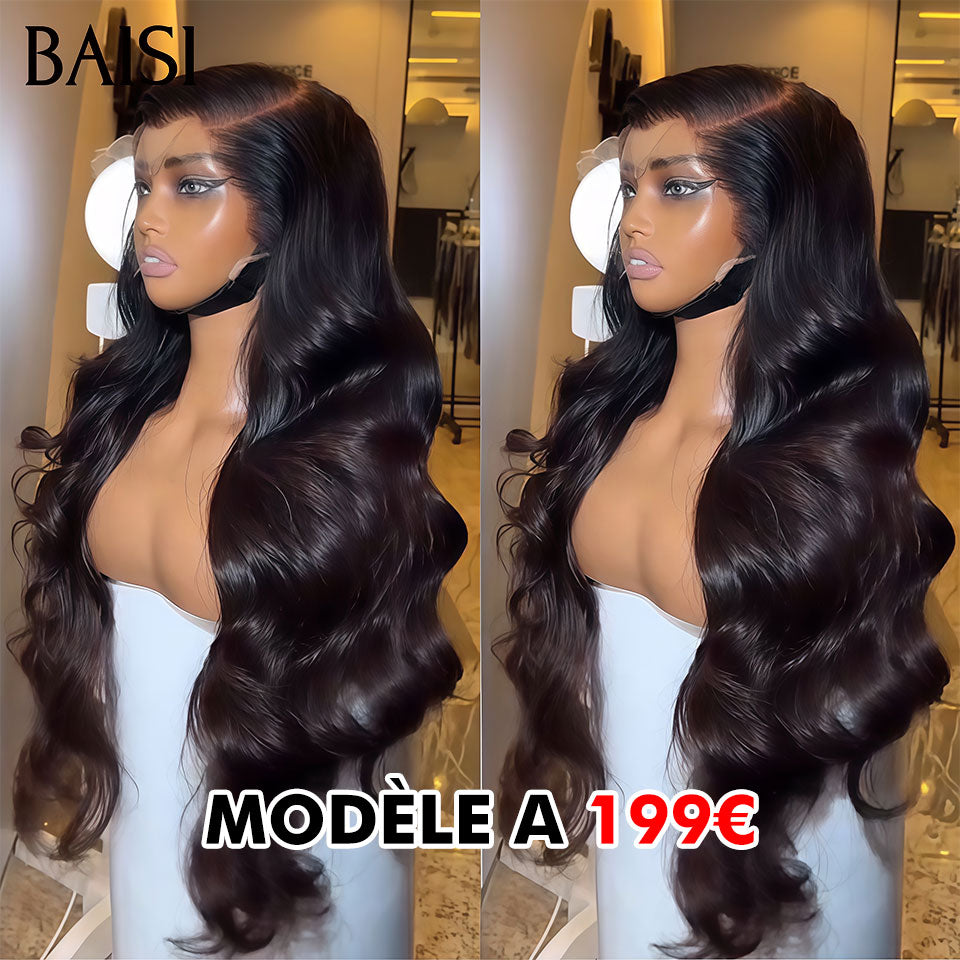 BAISI promotion lace frontal 13x4 Perruque 30 Pouces Body wave Marron 1BT4# ou Lisse Mixte Miel ou deep wave Marron en 100% Cheveux Humains