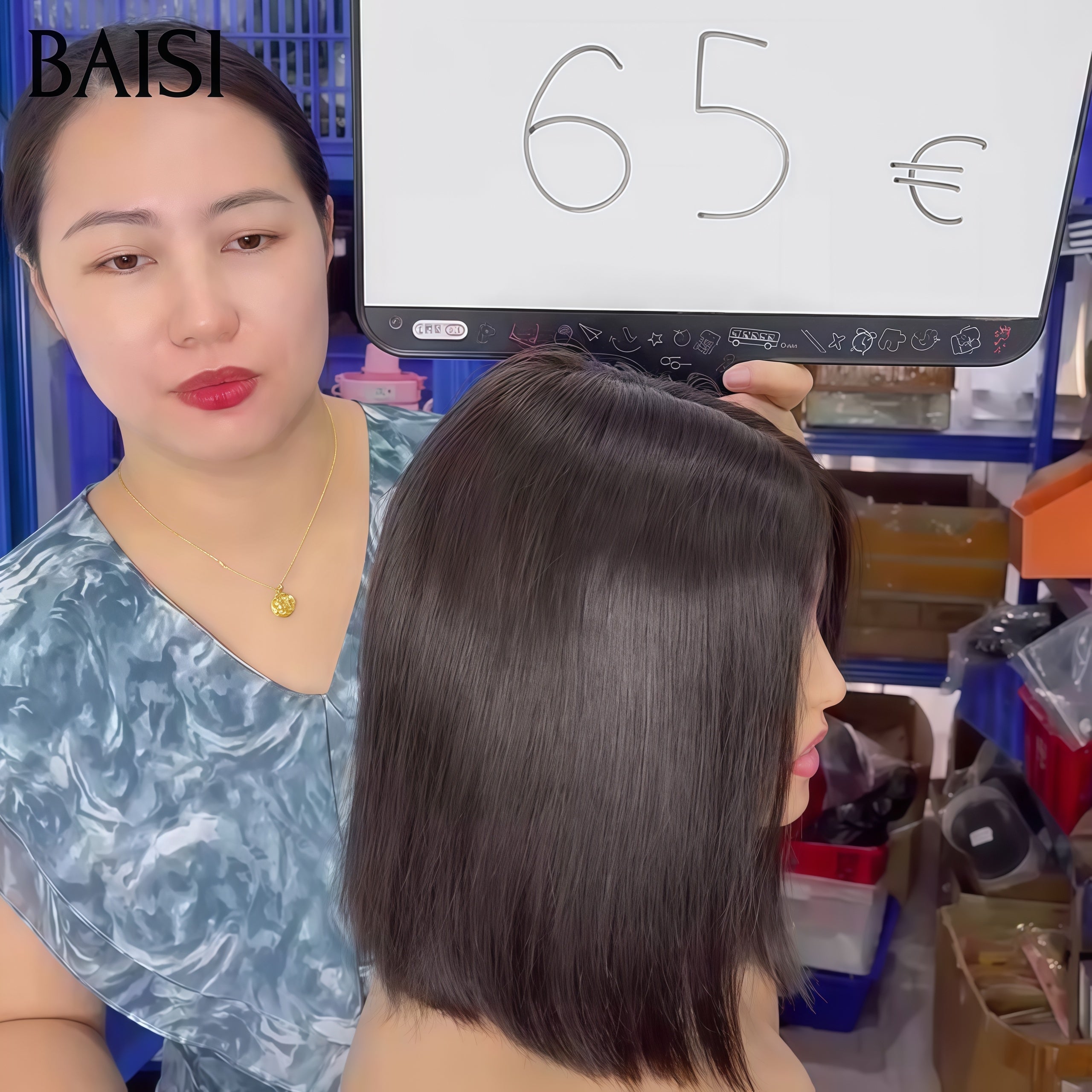 BAISI promo 4X4 lace closure Perruque Bob Lisse 8 pouces 65€ 100% Vietnam Hair en 100% Cheveux Humains