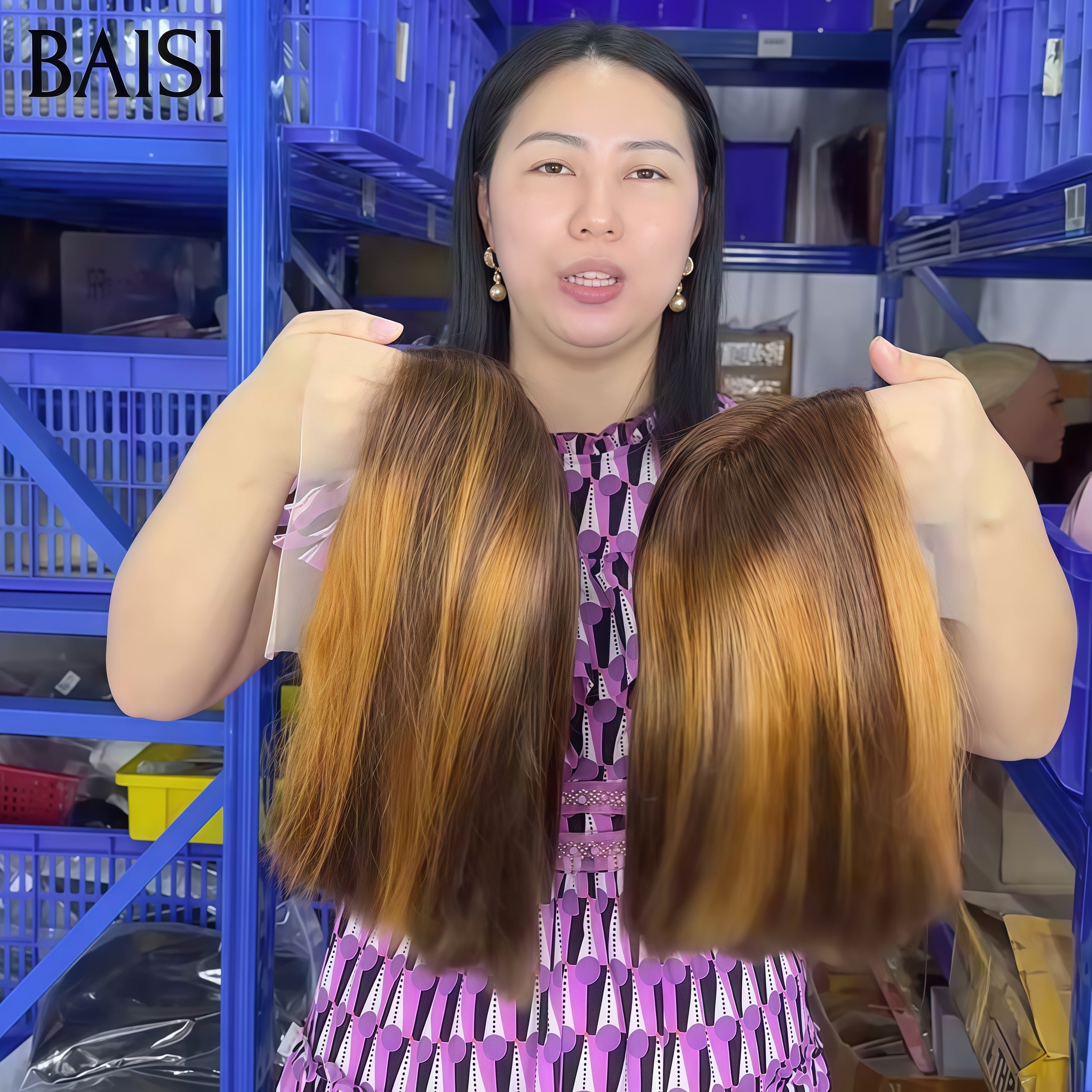 BAISI 13x4 lace frontal Perruque Bob pour revendre Lisse Marron Mixte Miel 10 Pouces 69€ en 100% Cheveux Humains