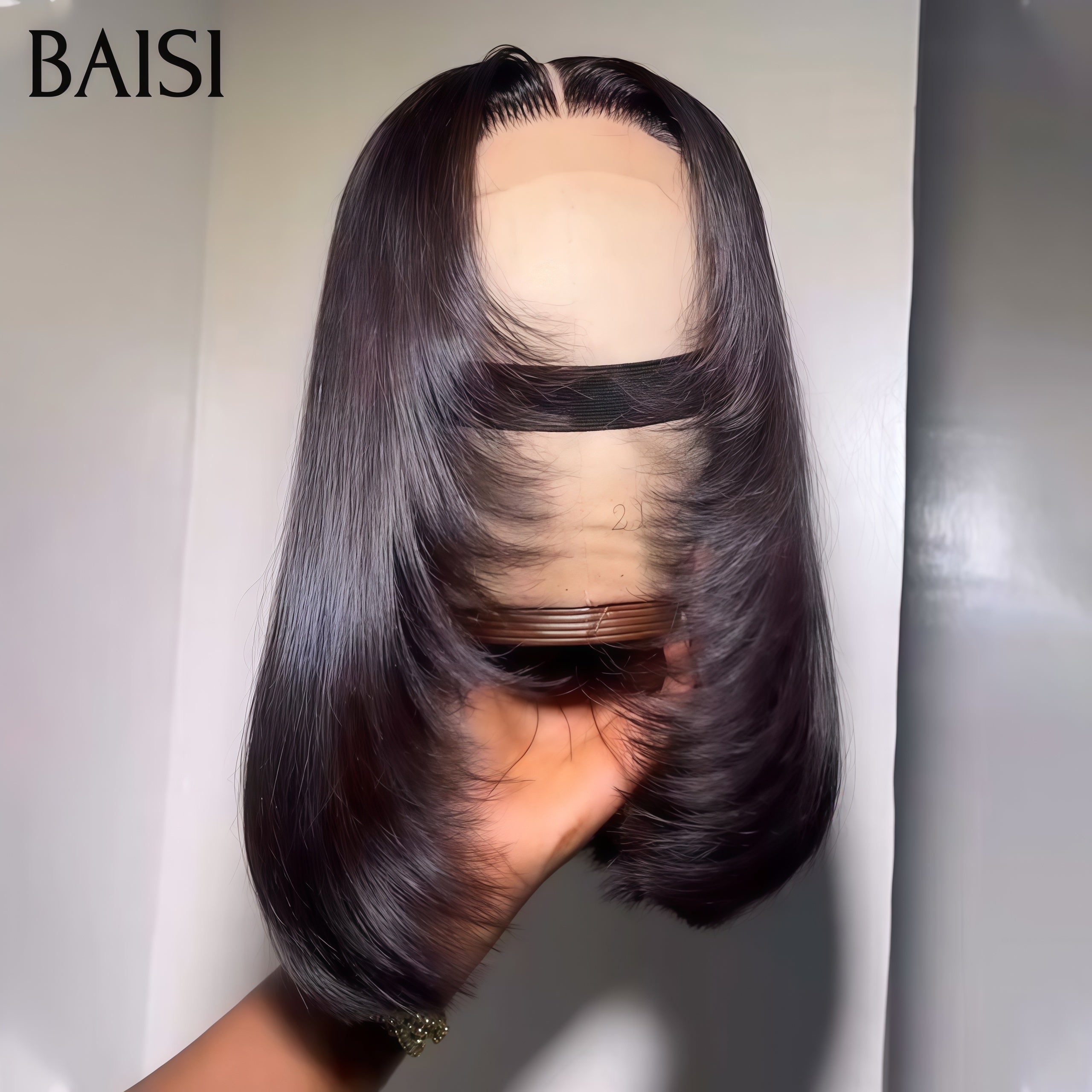 BAISI 4X4 Perruque Lisse BOB En Couleur Noir BLACK FRIDAY Bas Prix  69€ 14 Pouces en 100% Cheveux Humains