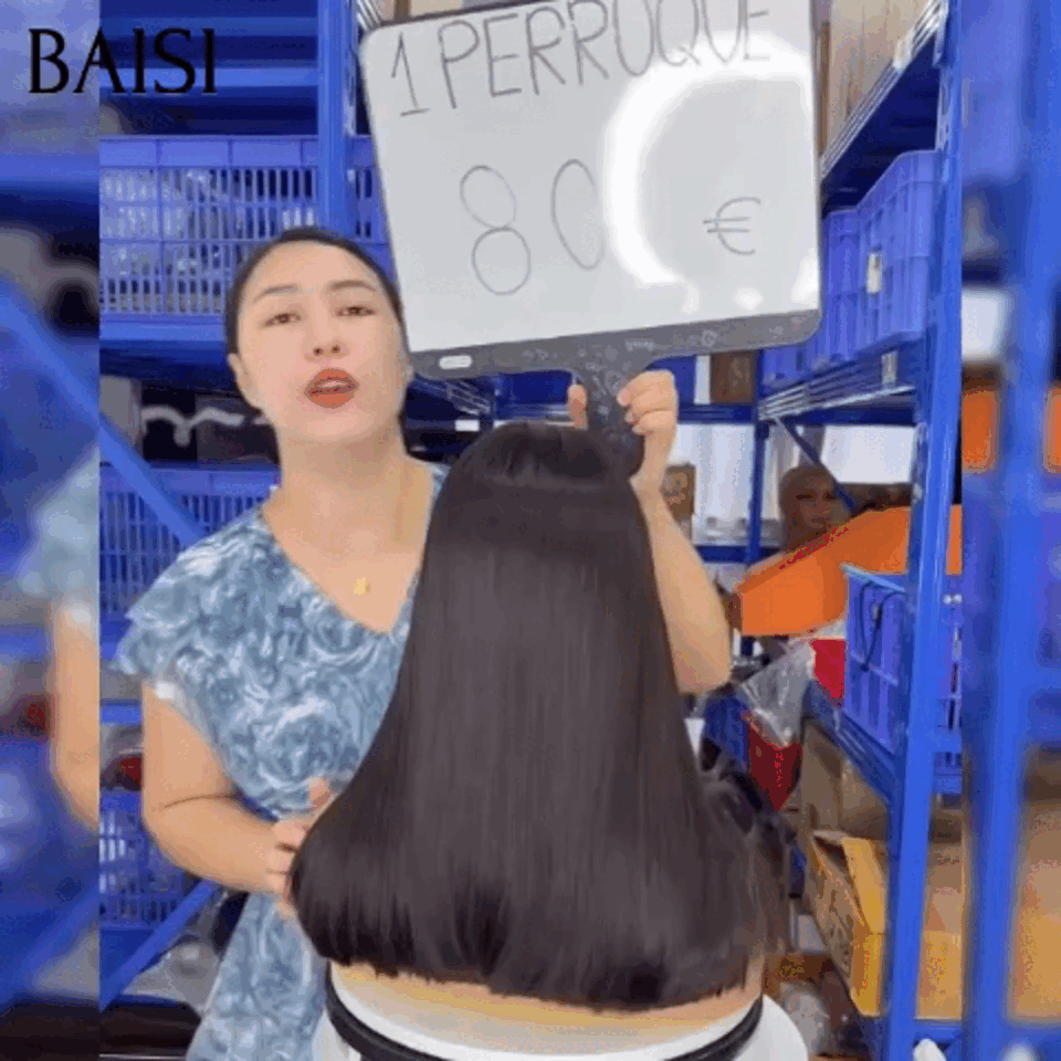 BAISI promo 13X4 lace frontal Perruque Bob Lisse noir 12 pouces 80€ 100% Vietnam Hair sans colle Pré-plucked Pas Besoin de Colle en 100% Raw Hair Lace déjà couper