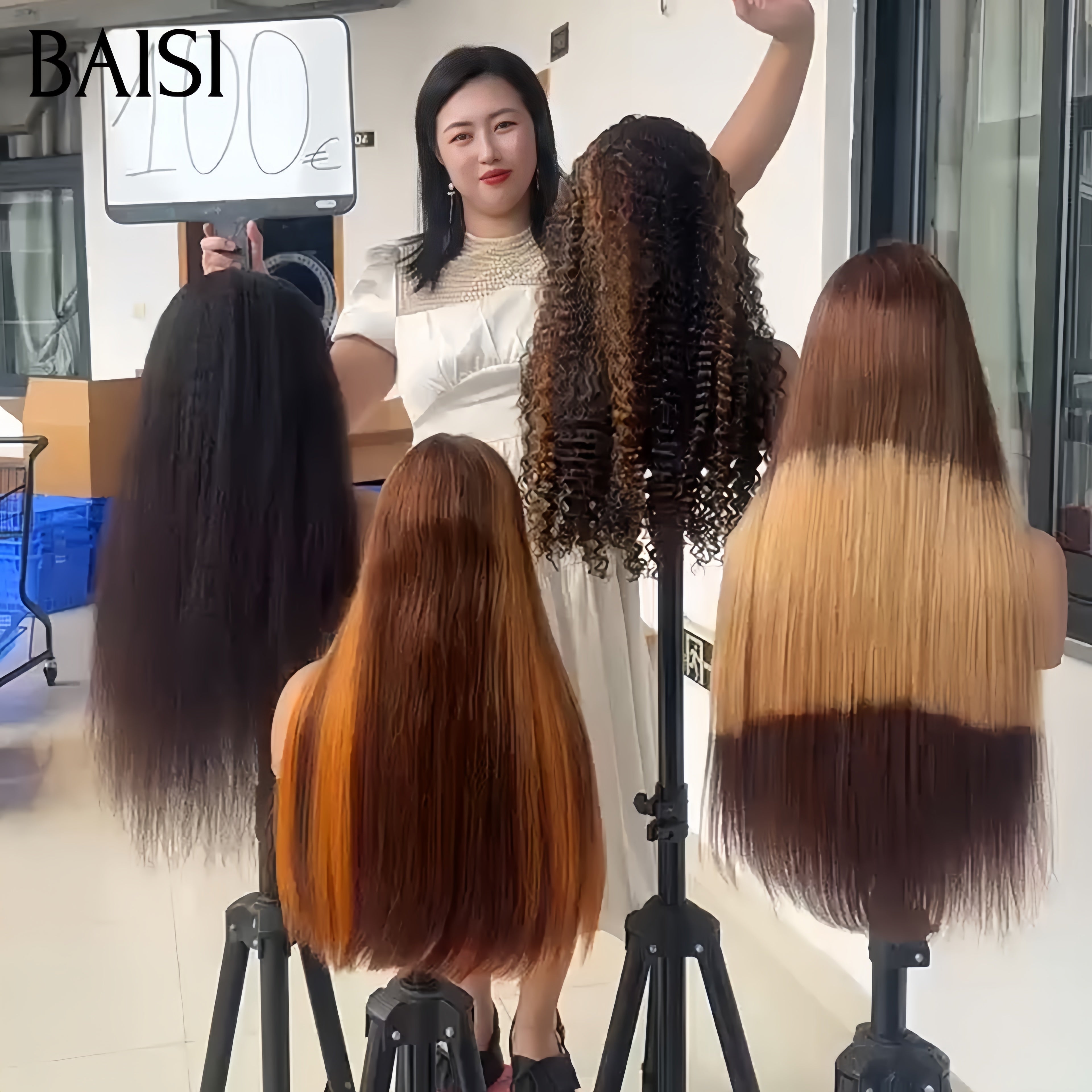 BAISI Offre spéciale Maintenant 4 Perruques 330€ 4 styles de perruques différents lisse et deep wave en 100% vrais cheveux humains