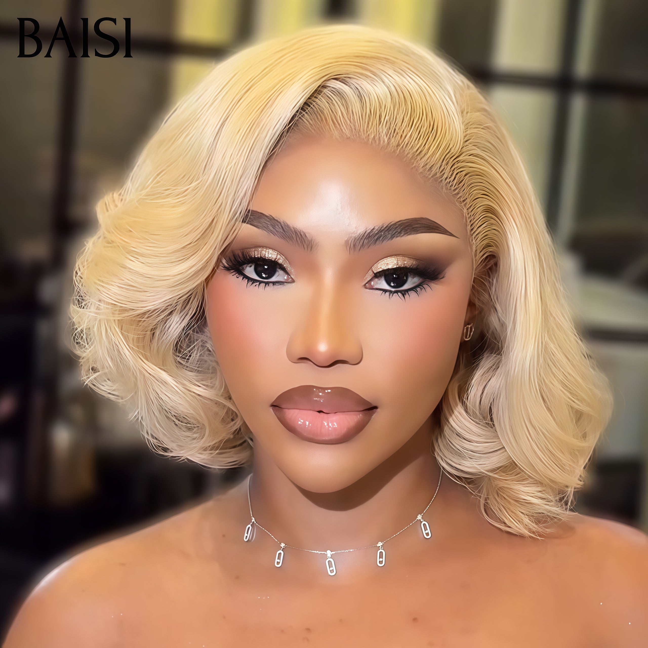 BAISI PROMO 4x4 lace closure Perruque Bouclée Egg Wave 88€ 12 Pouces en couleur blonde En 100% Cheveux Humains